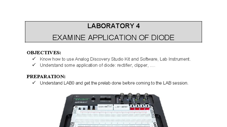 ECE LAB 4: Diode Applications and Circuit Analysis - Studocu
