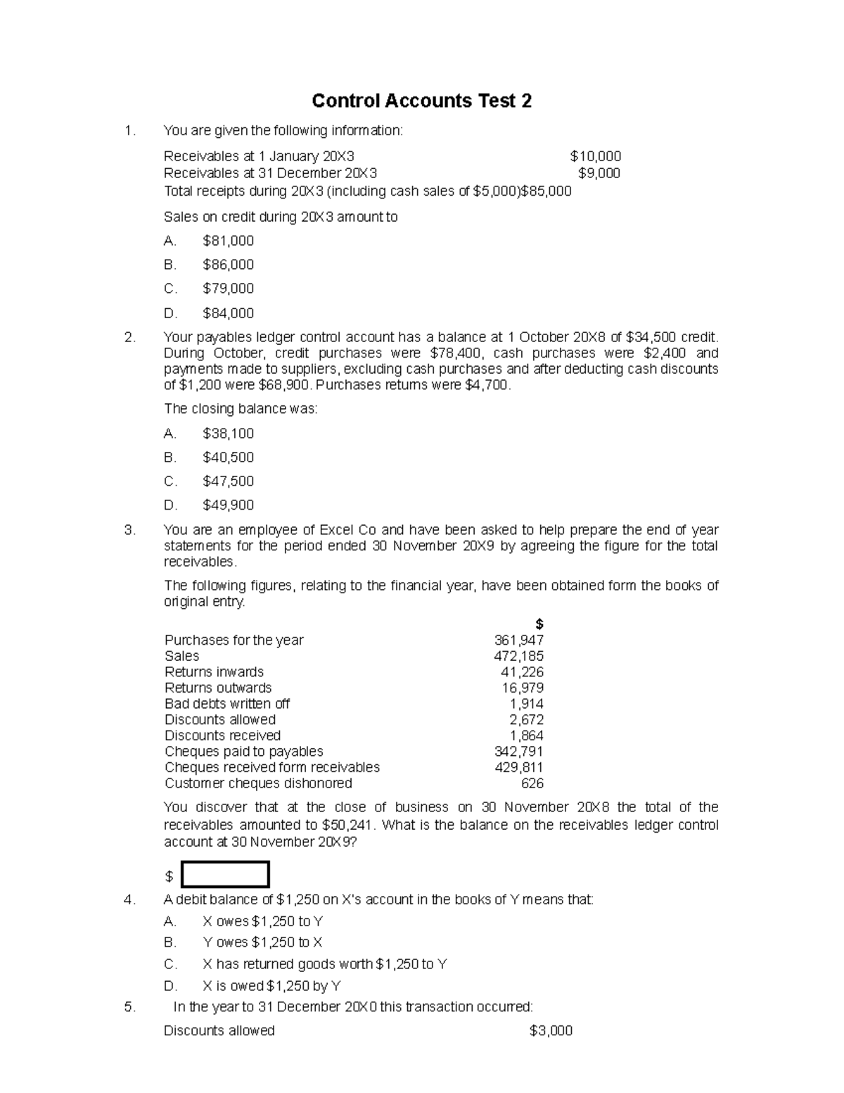 Control Accounts Test 2 - Comprehensive Study Notes for Accounting ...