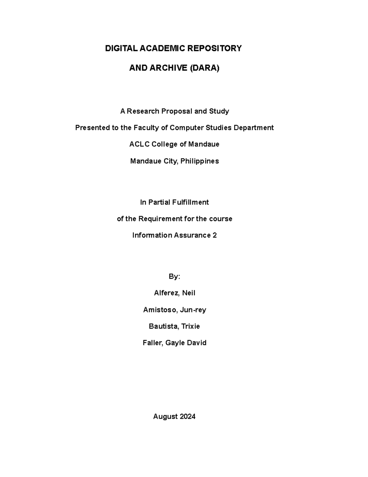 Research Proposal: Digital Academic Repository & Archive (DARA) for IA2 ...