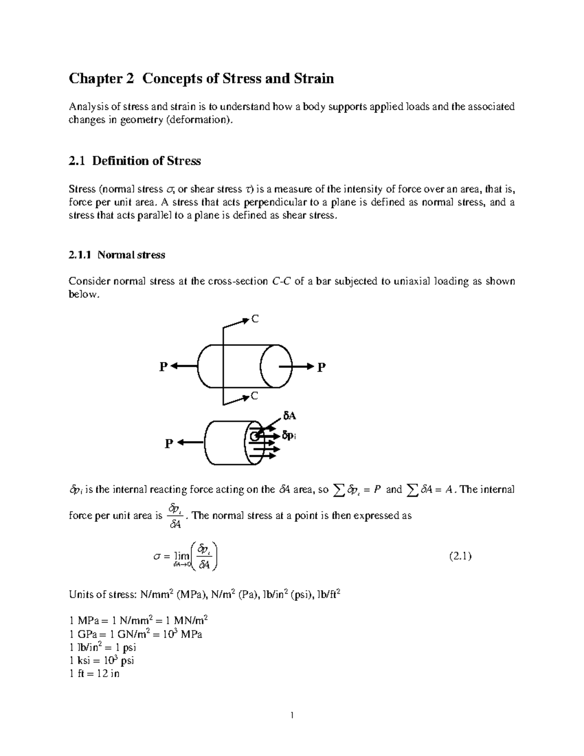 Chapter 2 - Lecture Summarized - Chapter 2 Concepts of Stress and ...