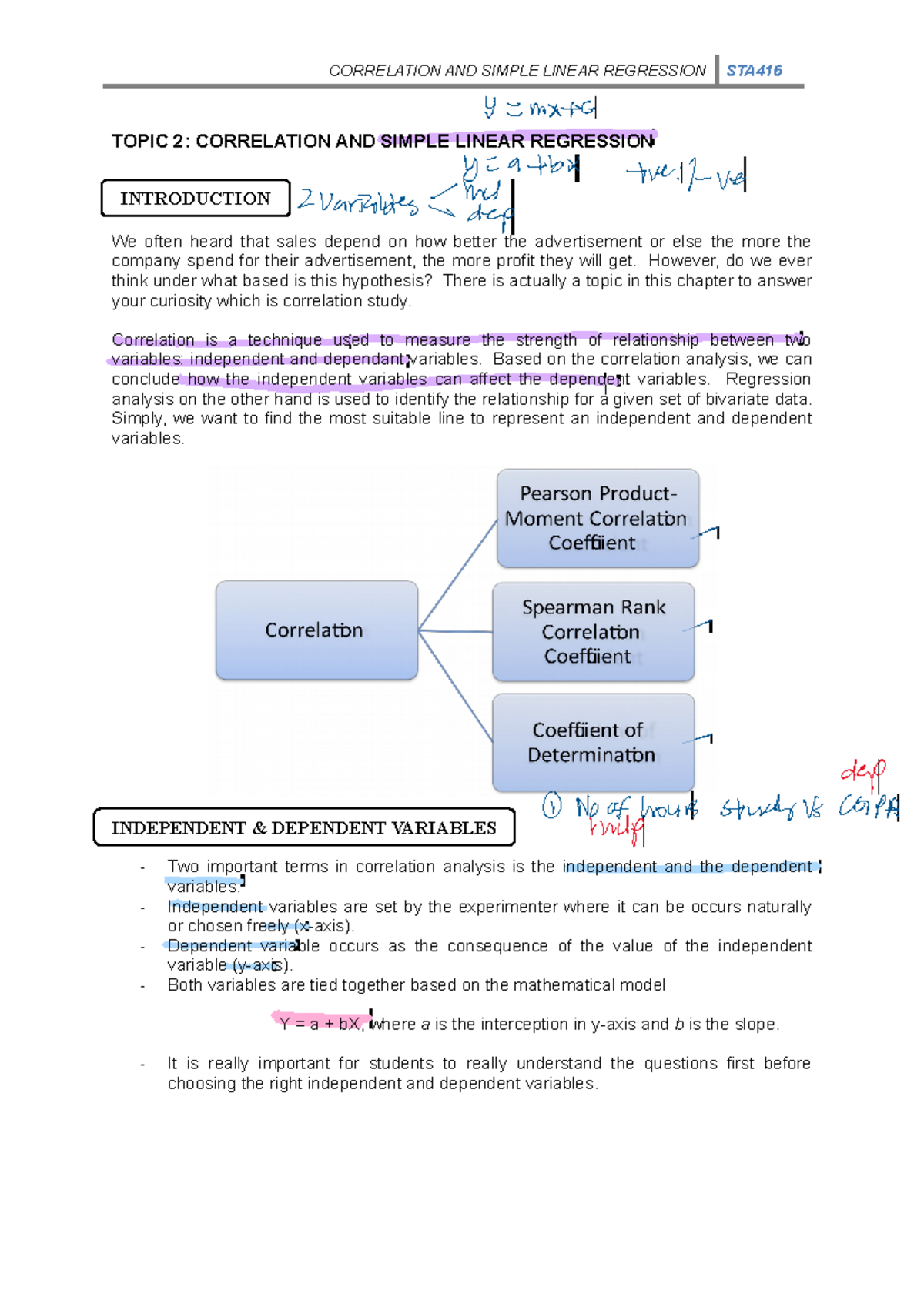 Chapter 2 - Correlation & Linear Regression Concepts (266-3 -11) - Studocu
