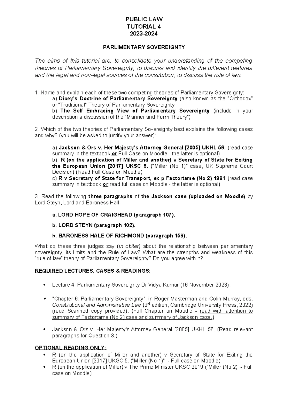 Public Law - Lecture 1 Notes (VK) on Constitutional Foundations - Studocu