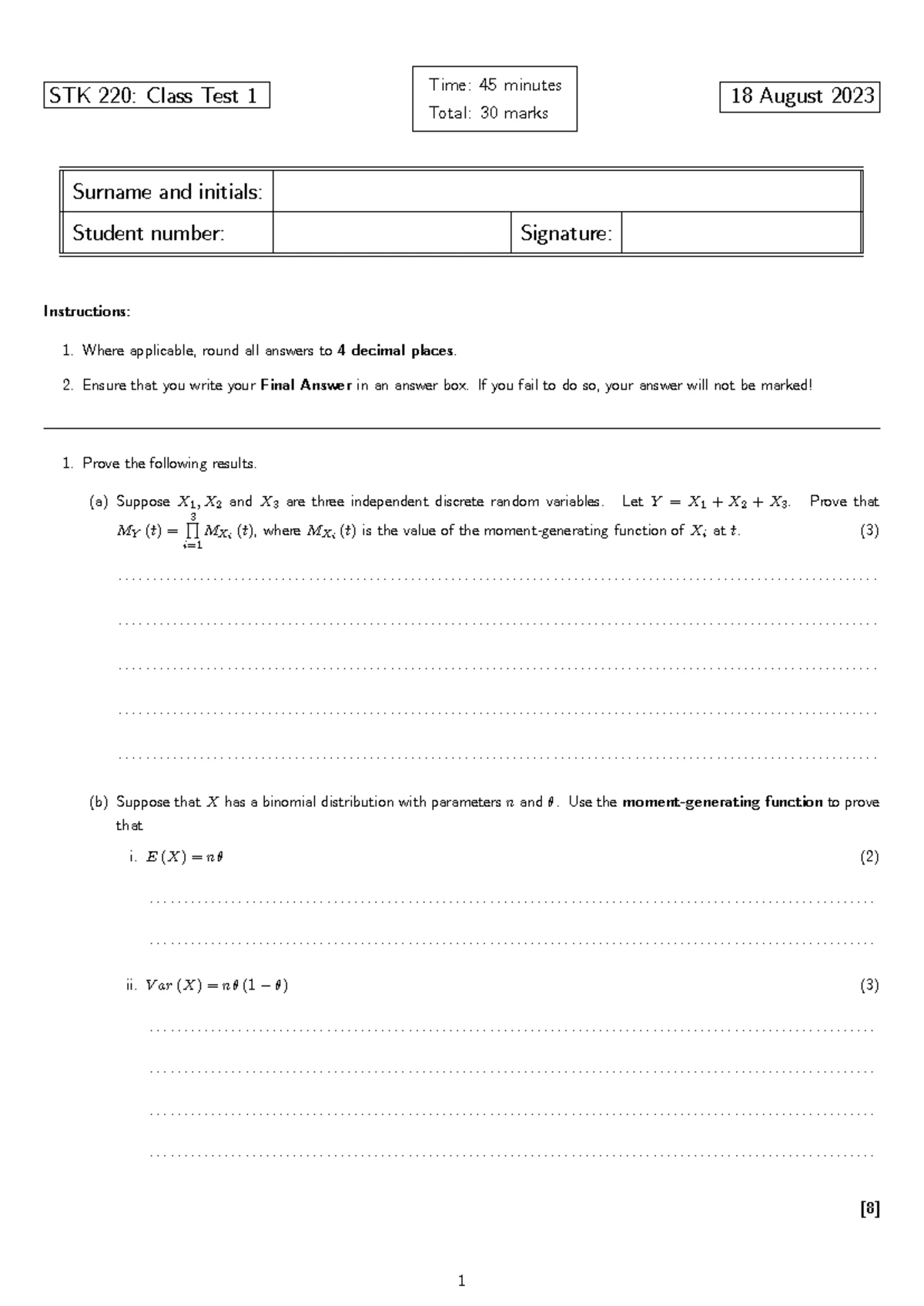 STK 220: Comprehensive Study Guide for 2025 - Studocu