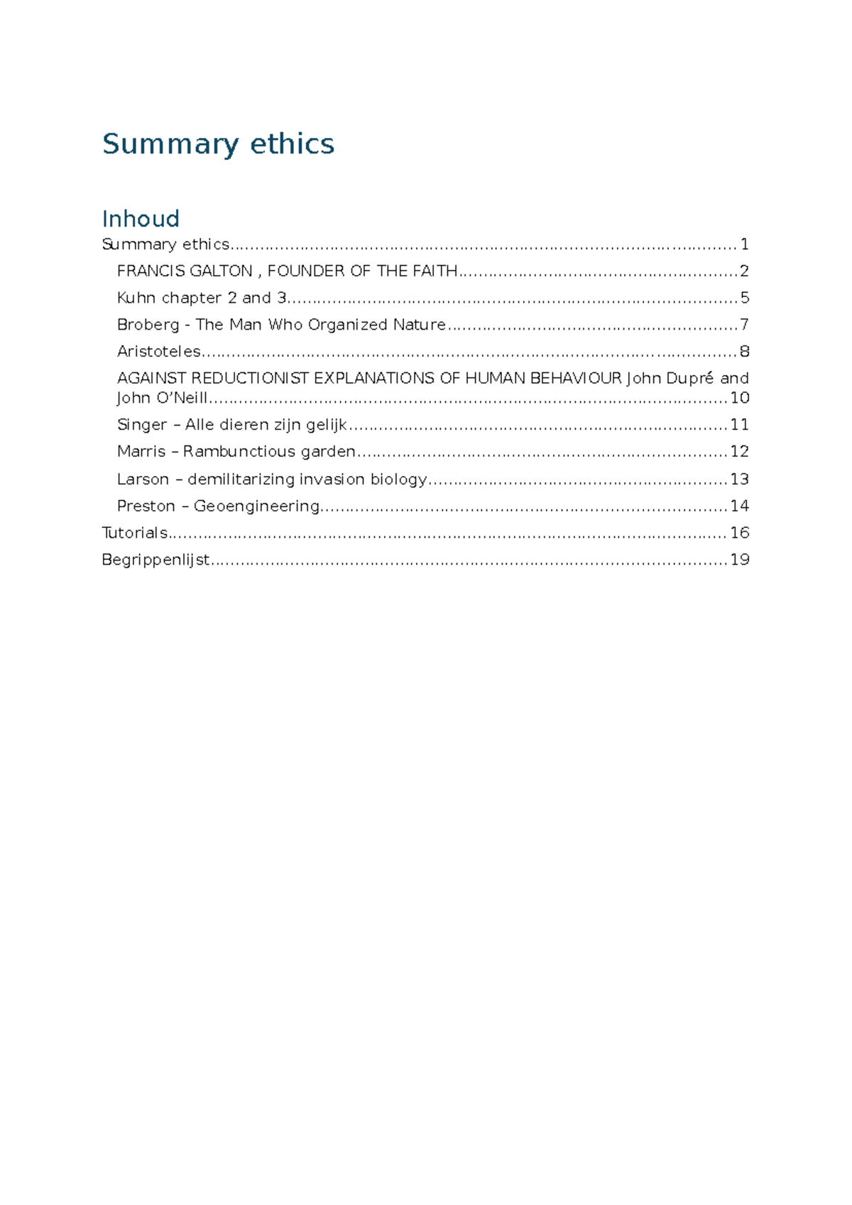 Ethics Summary: Key Concepts and Influential Thinkers (FDWSAE) - Studocu
