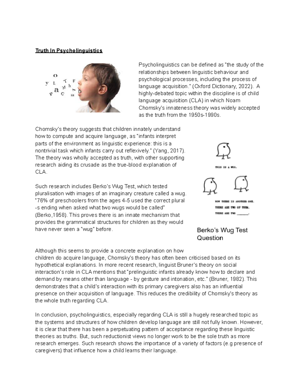 ATK Truth Blog: Examining Child Language Acquisition Theories - Studocu