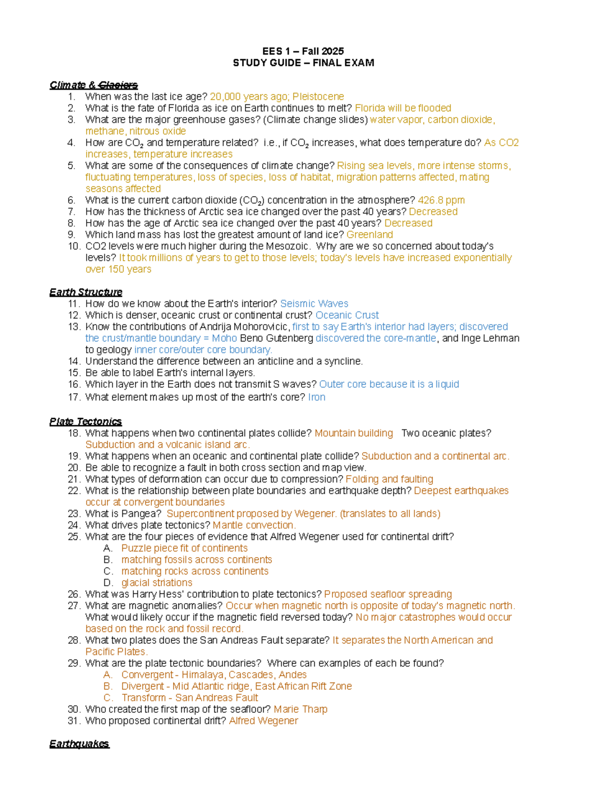 EES 1 – Fall 2025 Study Guide – Final Exam - Studocu