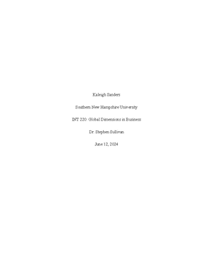 ECO 202 Project - Work in class - ECO 202 Project Economic Summary ...