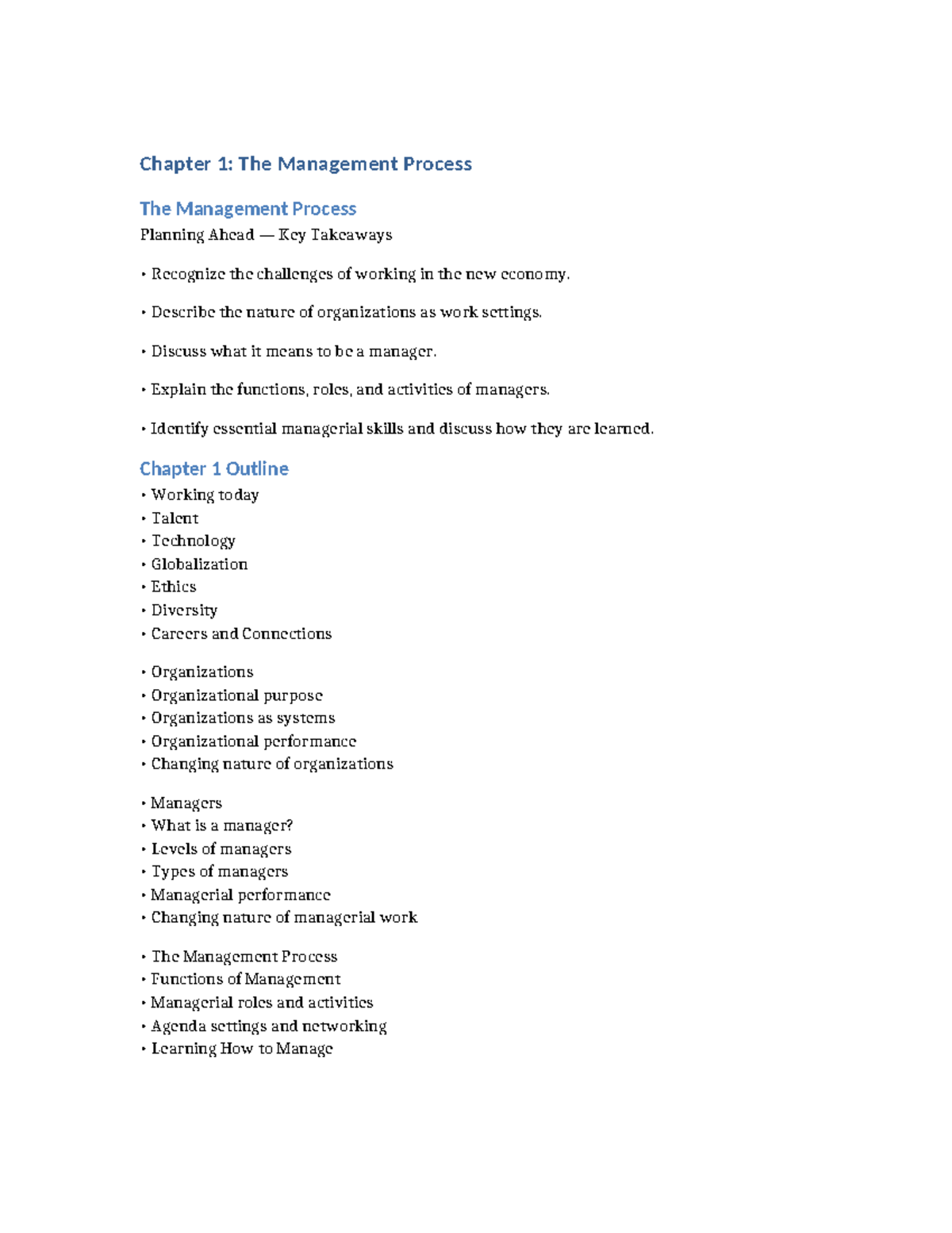 Chapter 1 Management Process - Chapter 1: The Management Process The ...