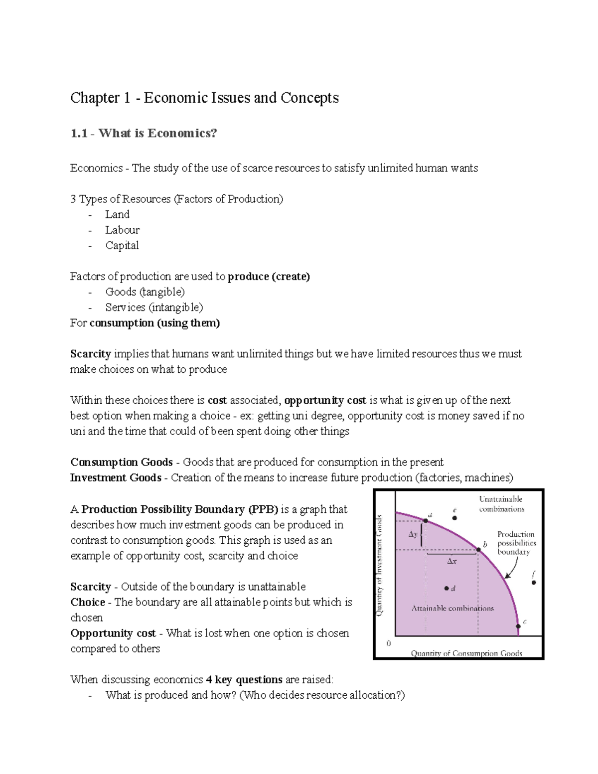 Econ 201 - Midterm Review Notes on Economic Concepts and Theories - Studocu