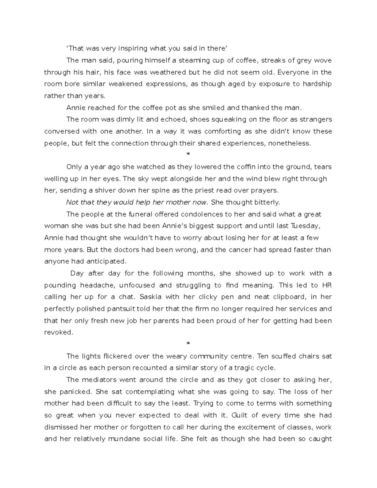 Creative Writing: Reflections on Loss and Healing - Studocu