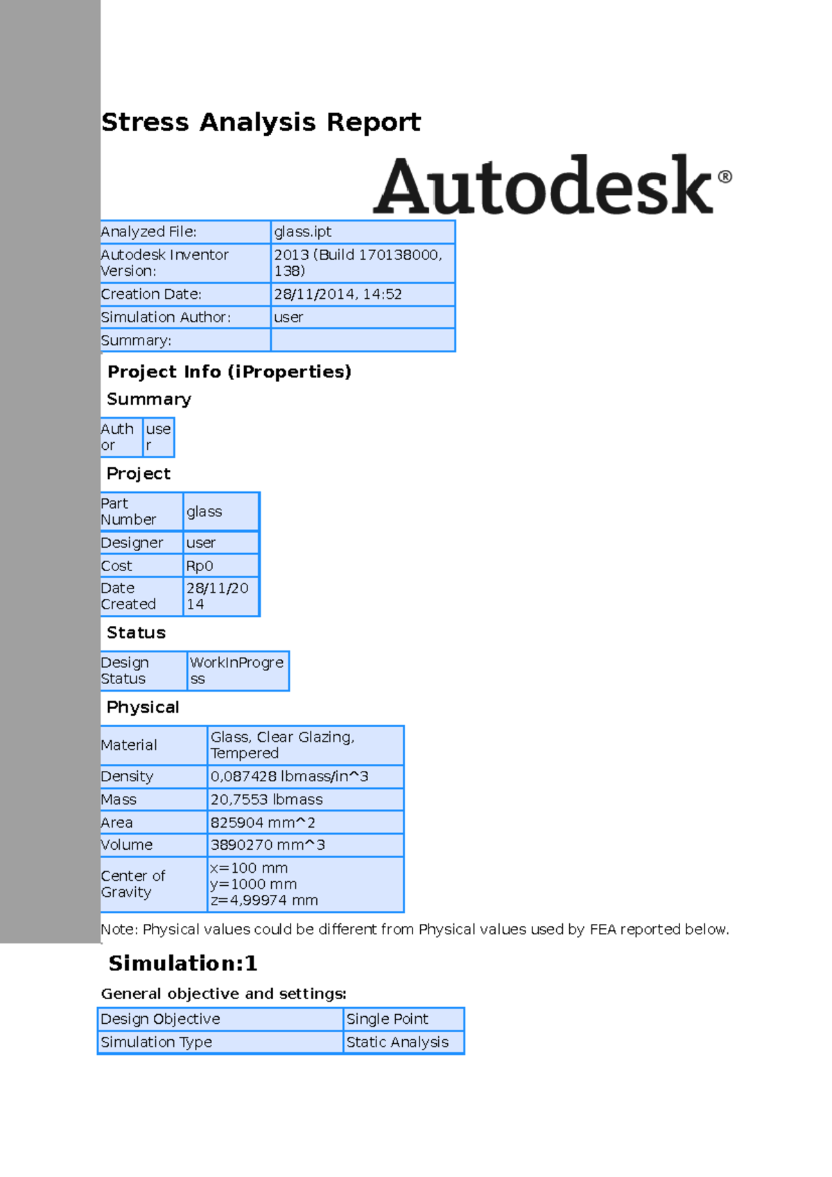 Stress Analysis Report for Glass (Course Code: ENG 101) - Studocu