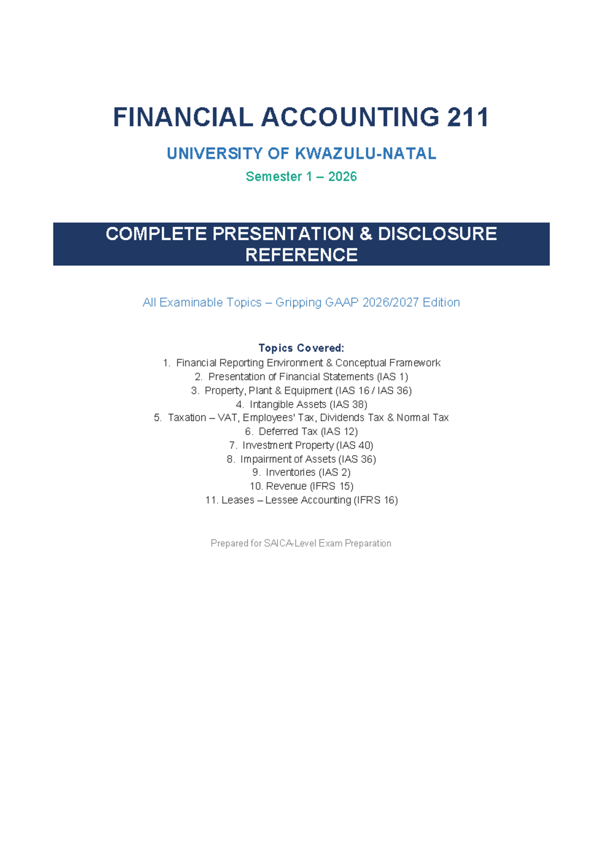 Financial Accounting 211: Complete Presentation & Disclosure Guide ...