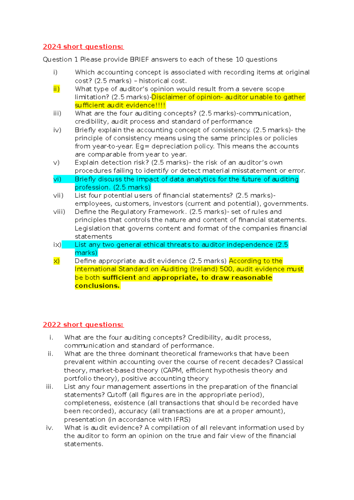 2024/25 ACC 101 Exam Prep: Short Questions & Key Concepts - Studocu