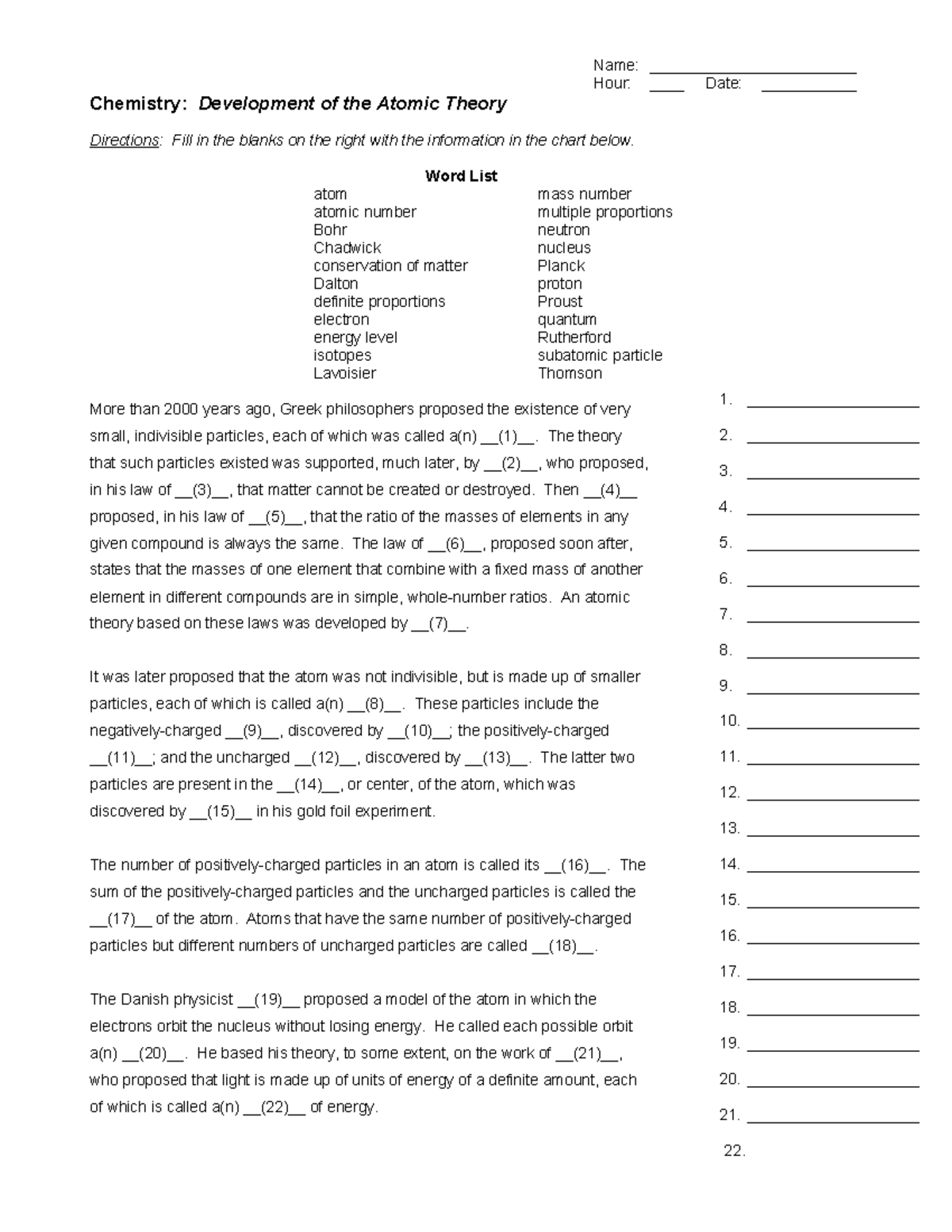 Chemistry 101: Development of the Atomic Theory Notes - Studocu