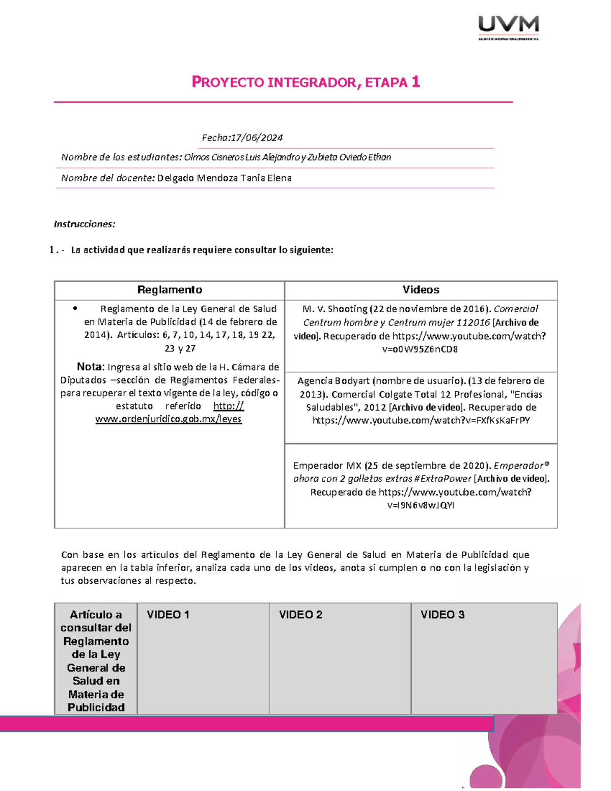 Actividad Medios Y Legislaci N Proyecto Integrador Etapa Fecha Nombre De