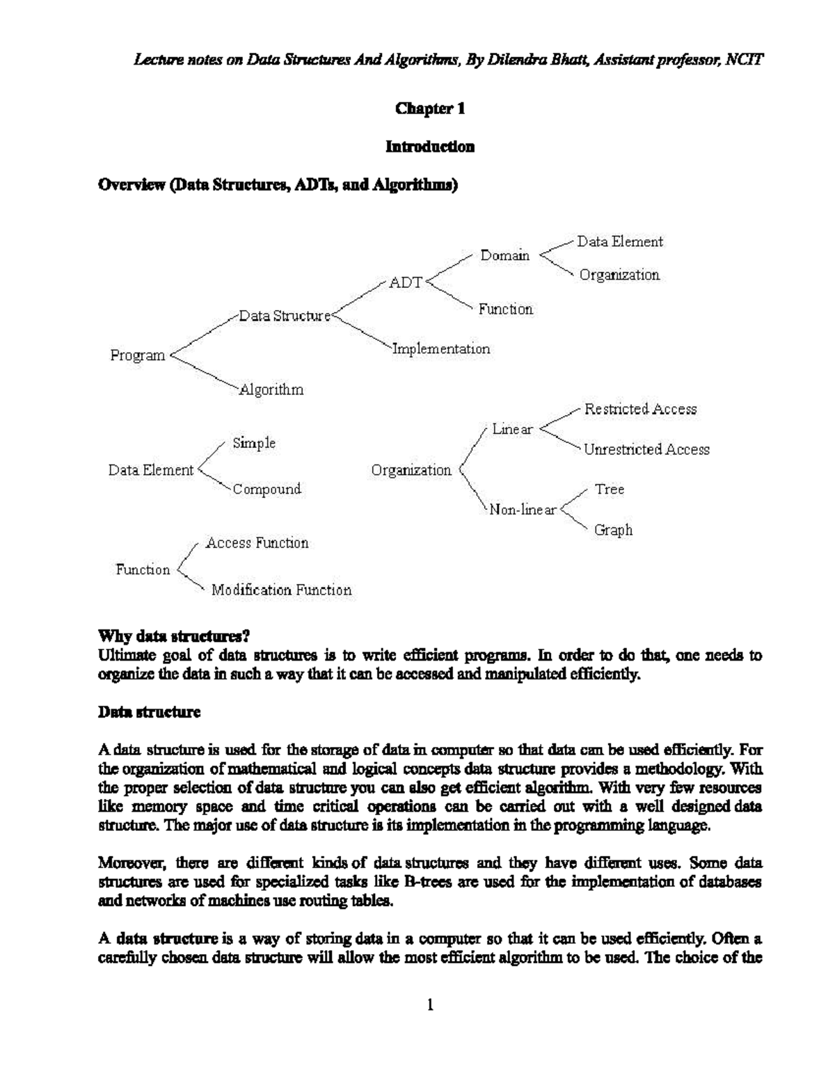 Dsa - DSA Notes - Data Structure and Algorithms - Studocu
