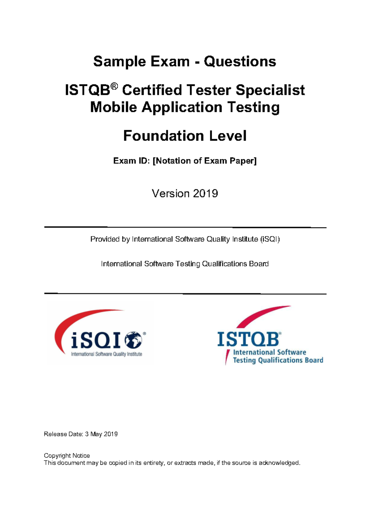 ISTQB-MAT-Sample-Exam-Questions-Version-2019 - Studocu