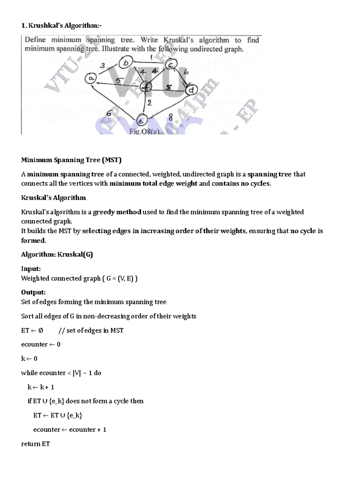 ADA - Module 4 - Minimum Spanning Tree & Heap Concepts - Studocu