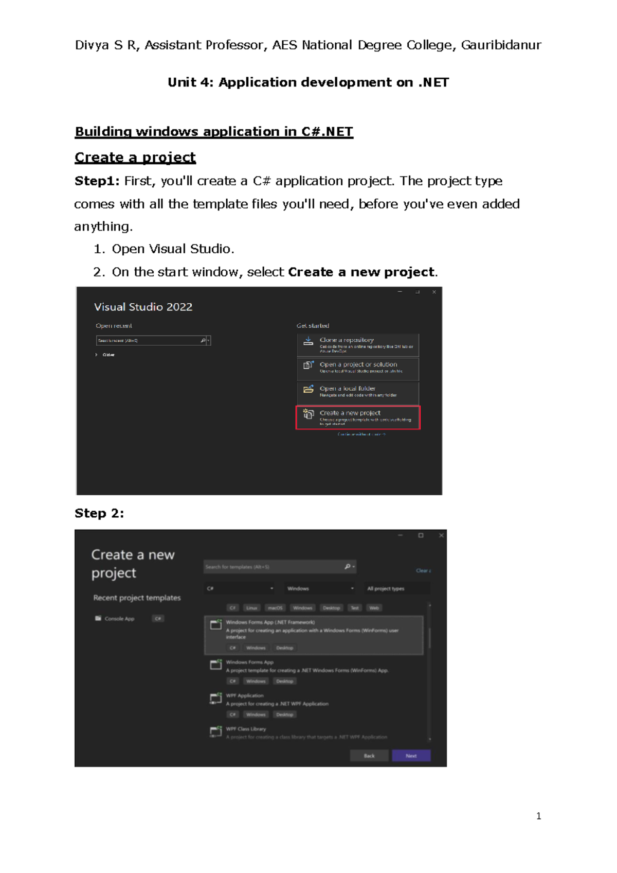Unit 4 Application development on dot net - Unit 4: Application ...
