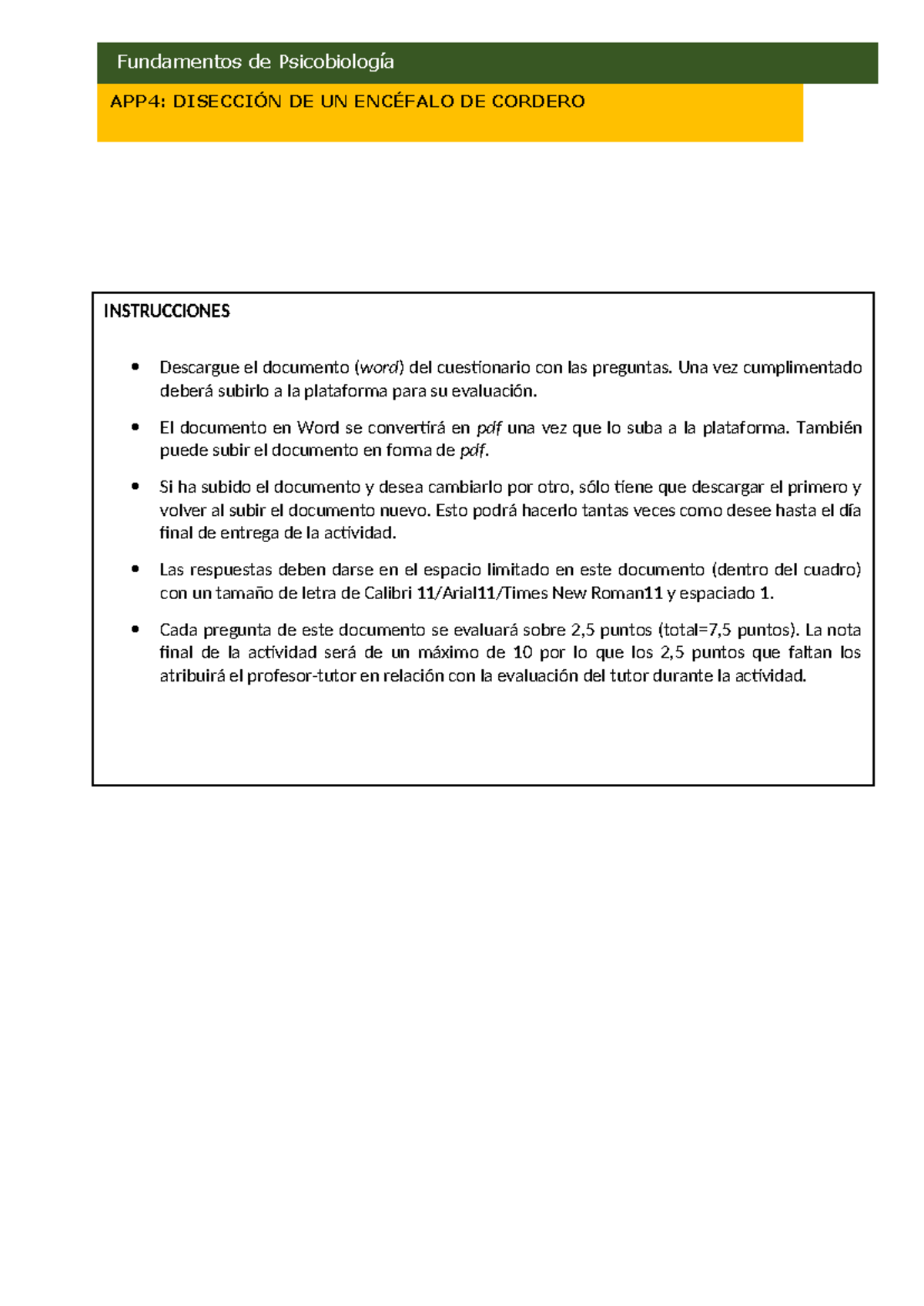 Informe APP4: Disección del Encéfalo de Cordero - Formulario Completo - Document Preview