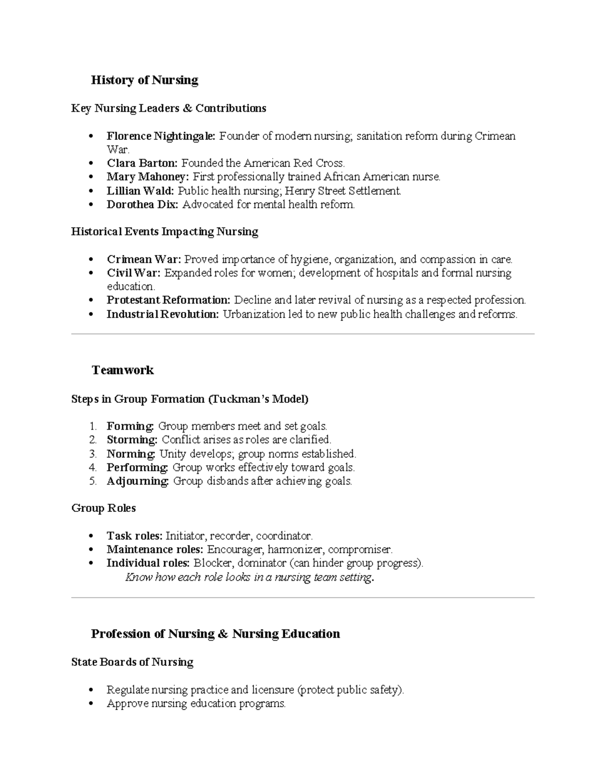 N1001: Exam 1 Study Guide on Nursing History, Leaders, and Theories ...