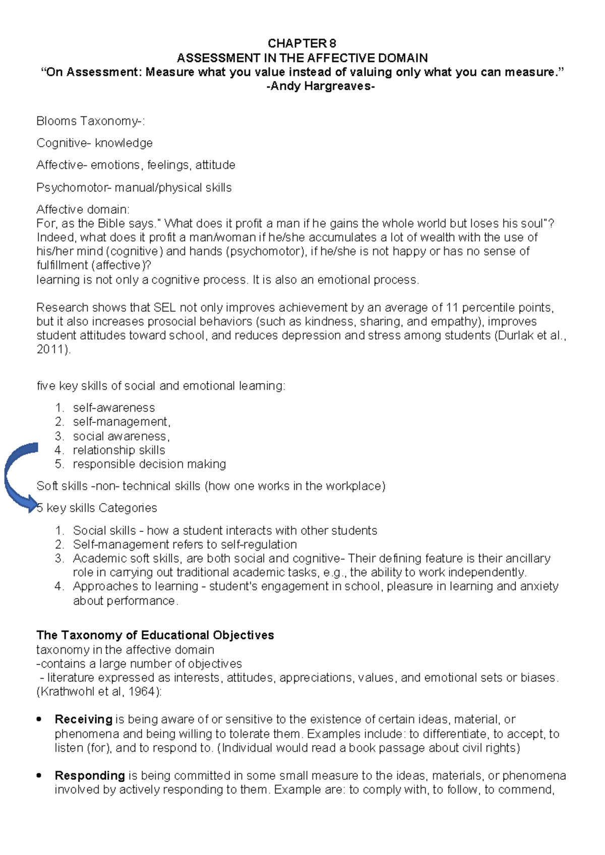 CHAPTER 8 ASSESSMENT IN THE AFFECTIVE DOMAIN: Key Insights and ...