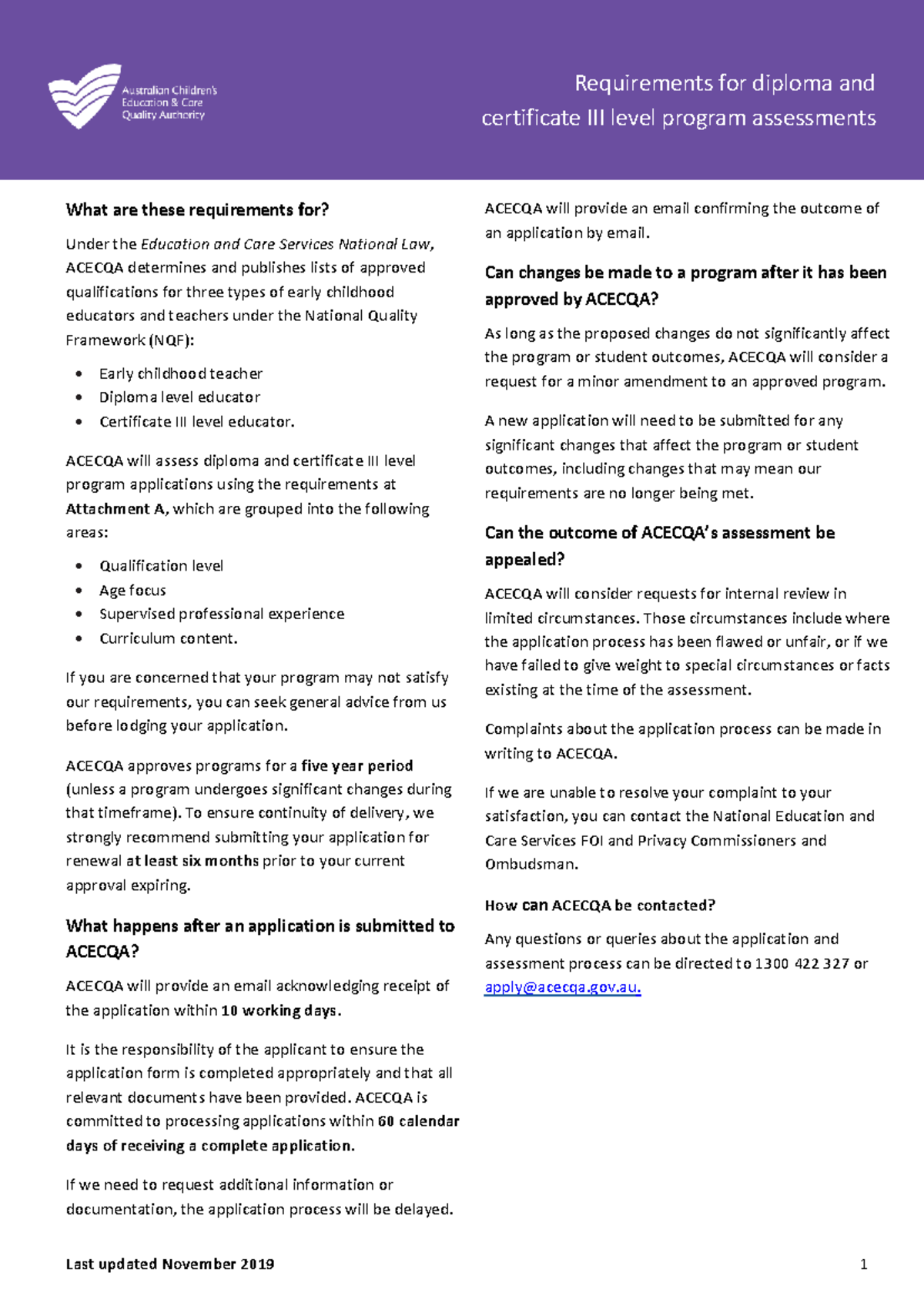 Requirements for Diploma & Cert III Level Program Assessments - Studocu