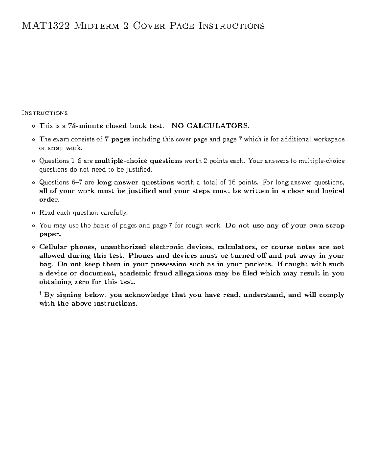 MAT1322 C-Midterm 2 Exam Instructions and Guidelines - Studocu