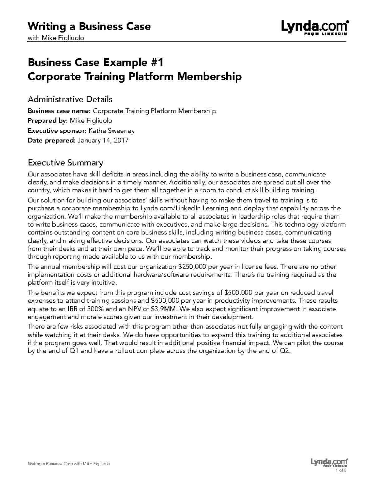 Business Case Examples: Corporate Training Platform & Website Overhaul ...