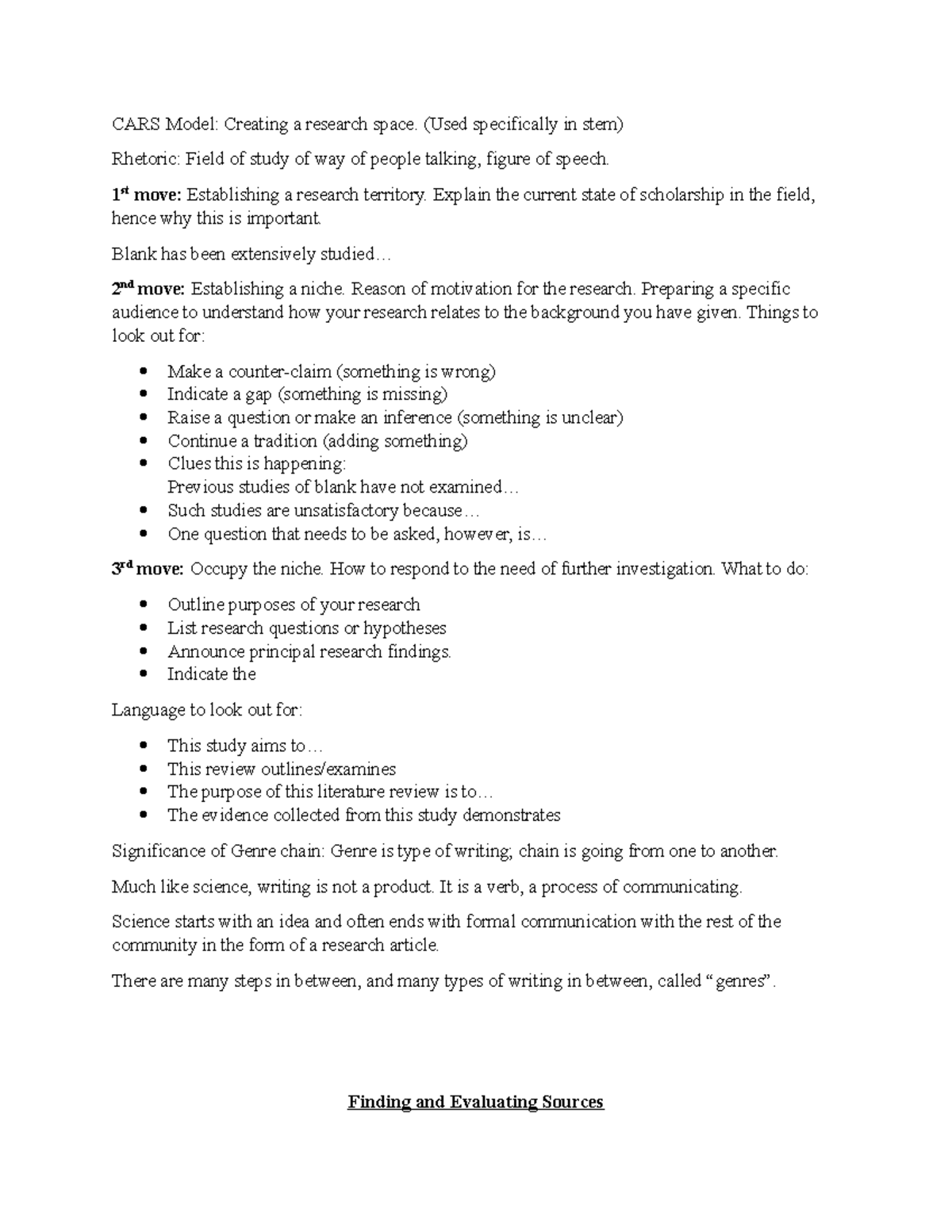 Creating a research space: CARS model and effective communication ...