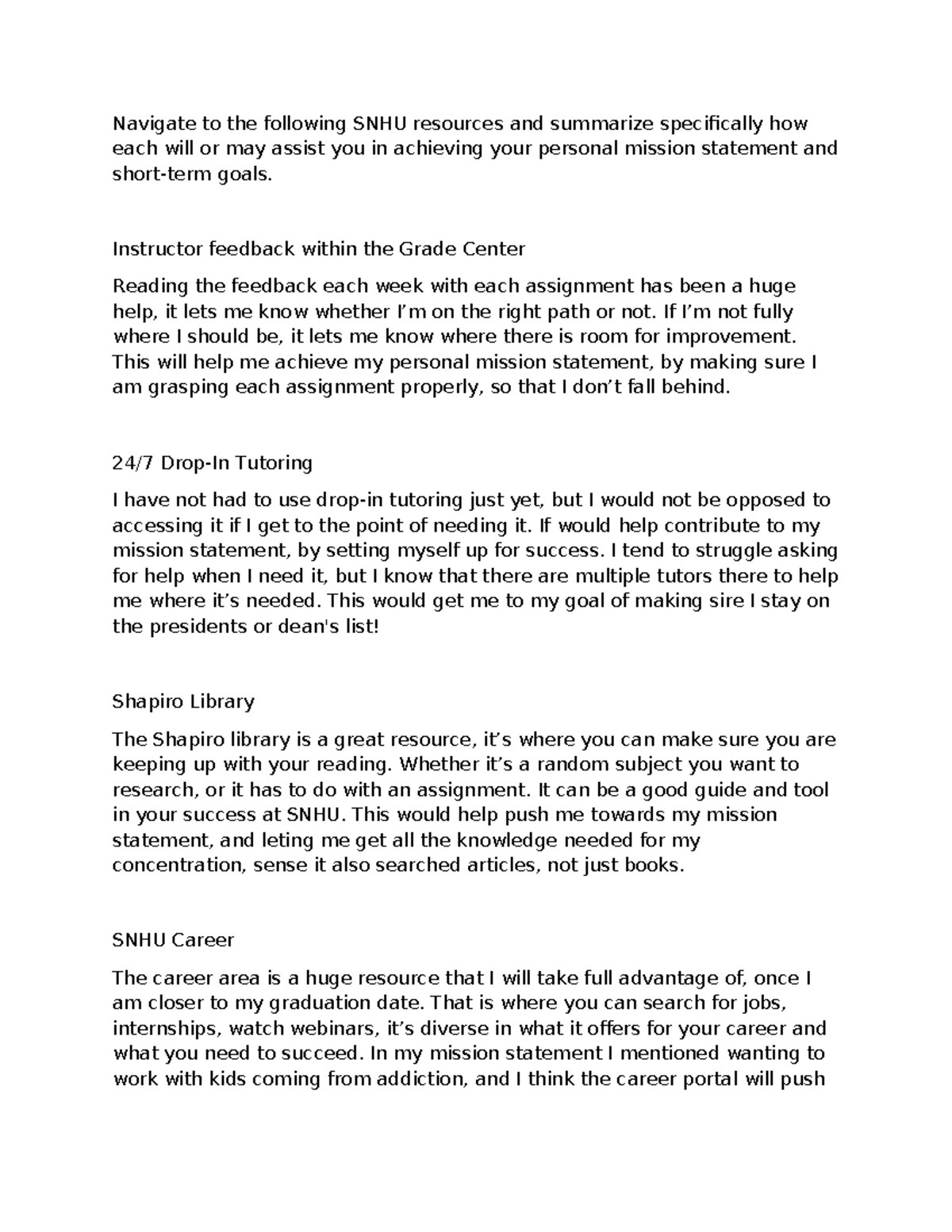 SNHU 107 Module Six Journal: Importance of Feedback and Diversity ...