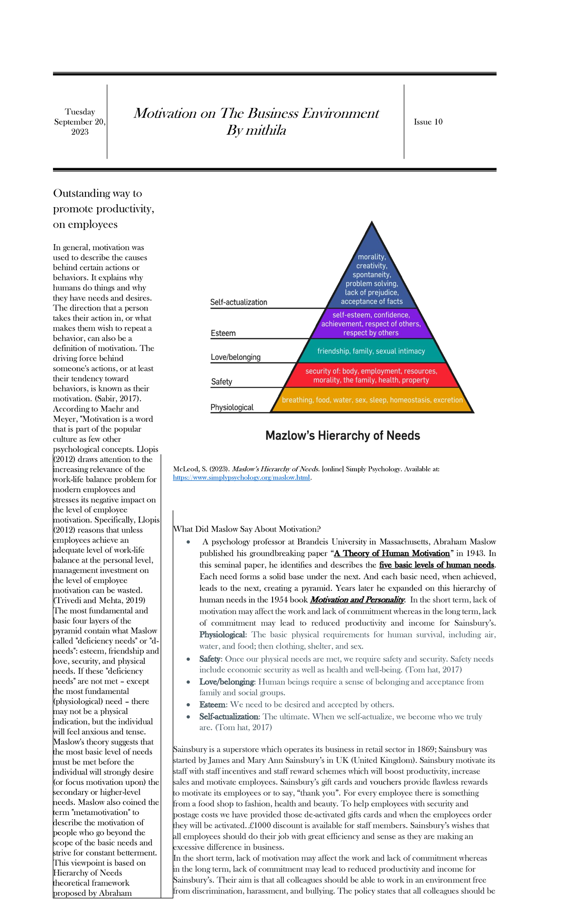 Motivational Theories in Business: Insights and Applications - Studocu