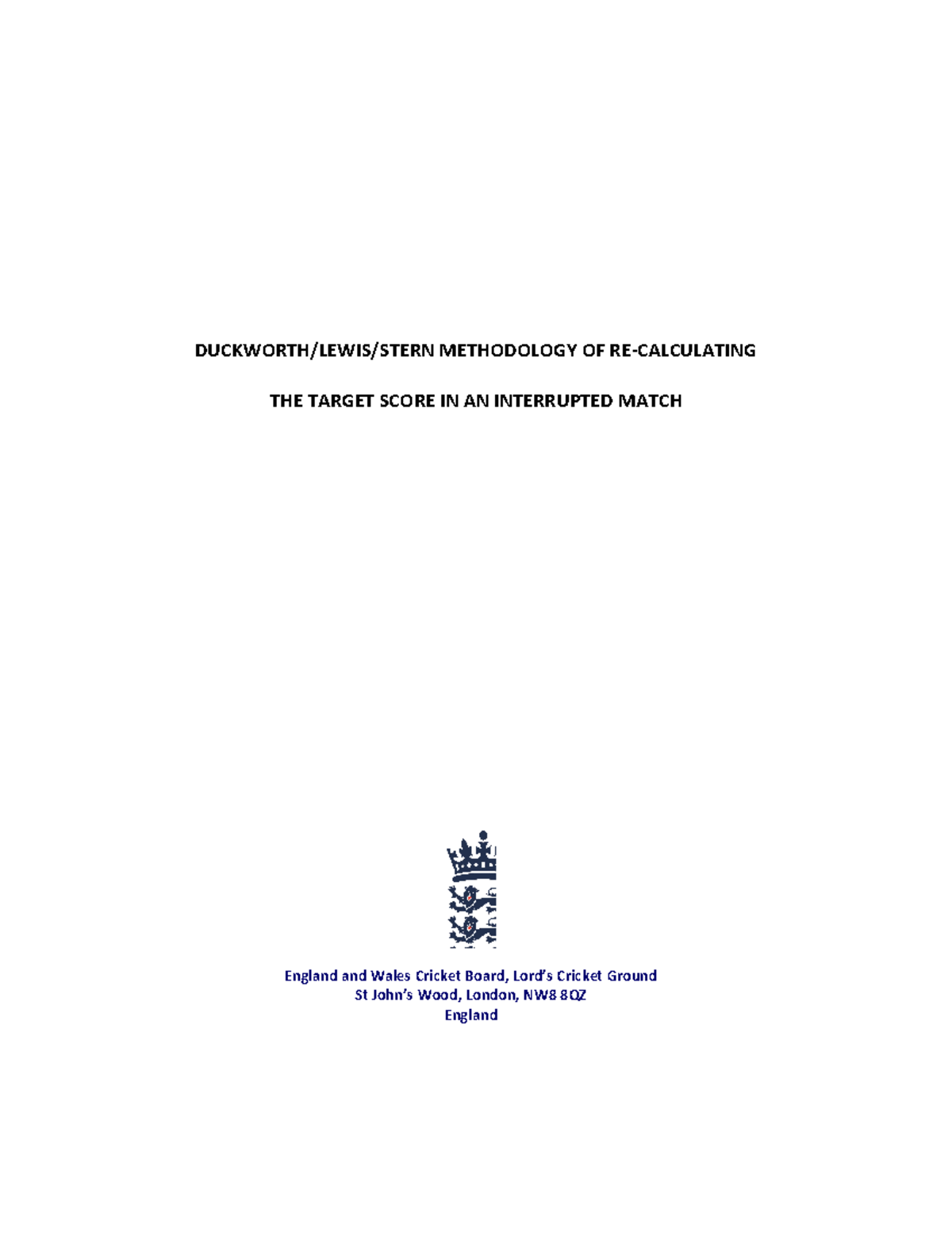 Duckworth-Lewis-Stern Methodology for Target Score Adjustment 2023 ...