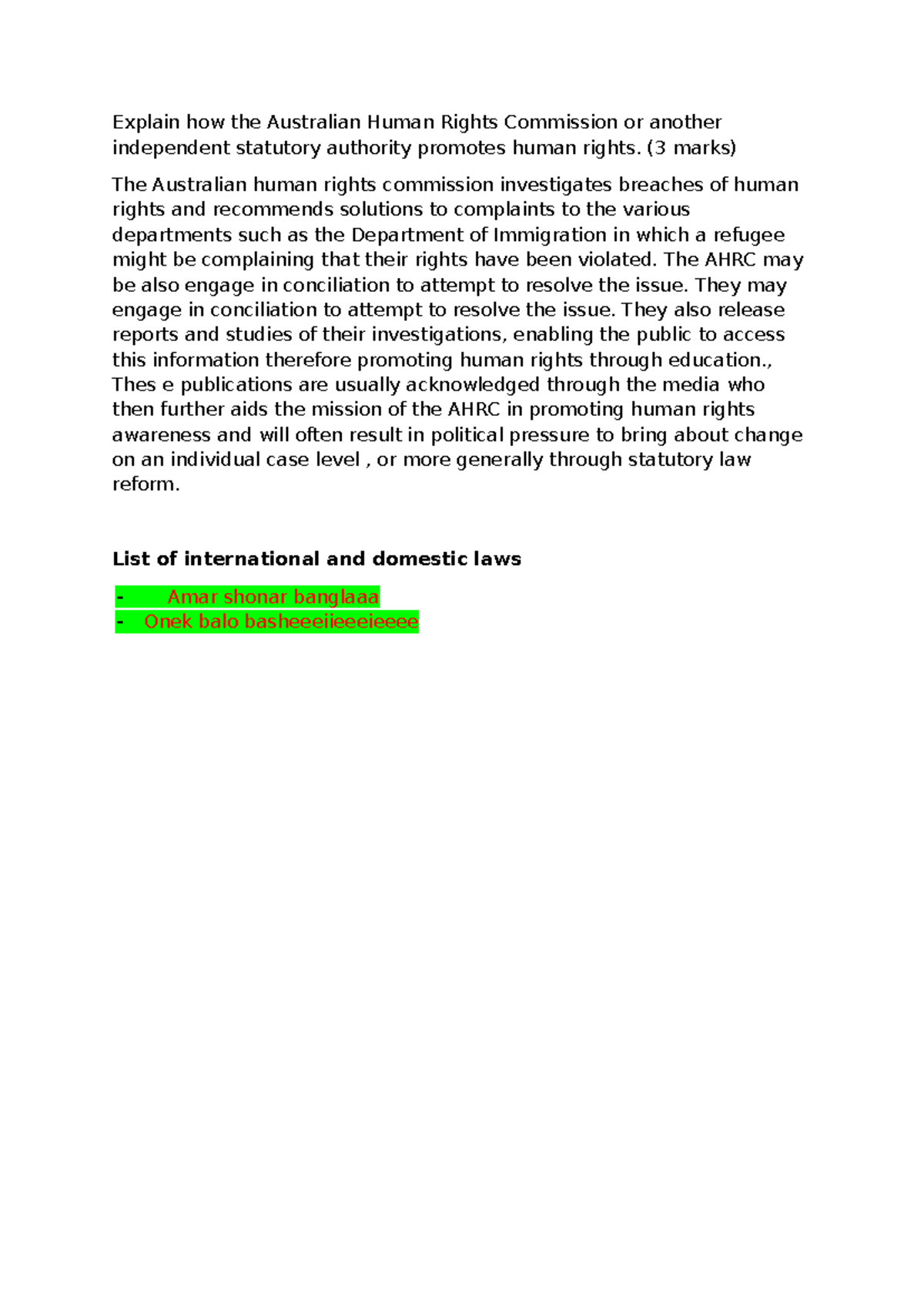 AHRC's Role in Promoting Human Rights: An Overview (3 Marks) - Studocu