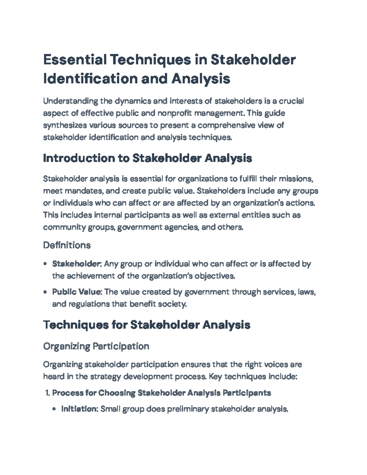 Stakeholder Identification and Analysis Techniques Guide - Essential ...