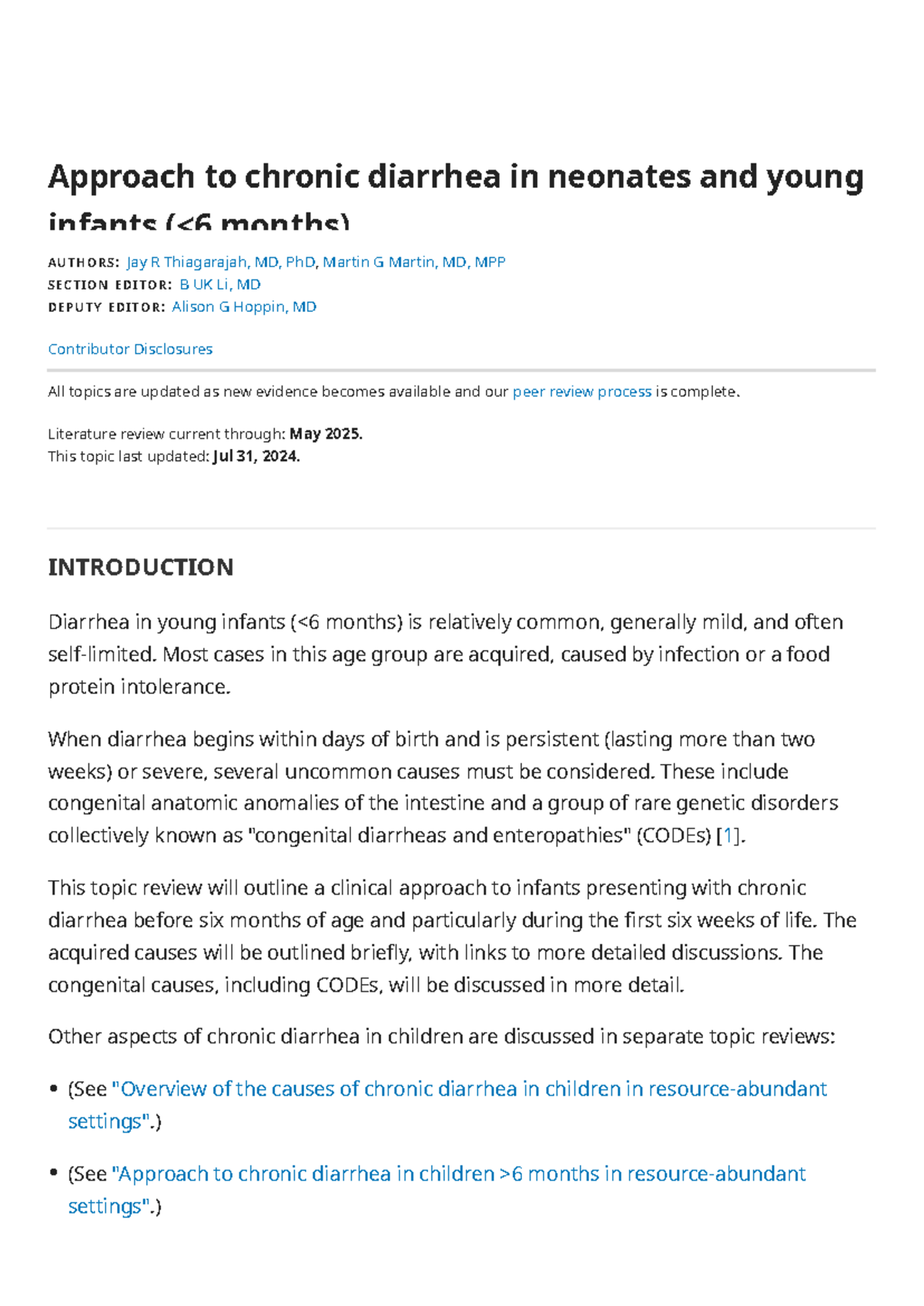 Approach to Chronic Diarrhea in Neonates & Young Infants (PEDS 101 ...
