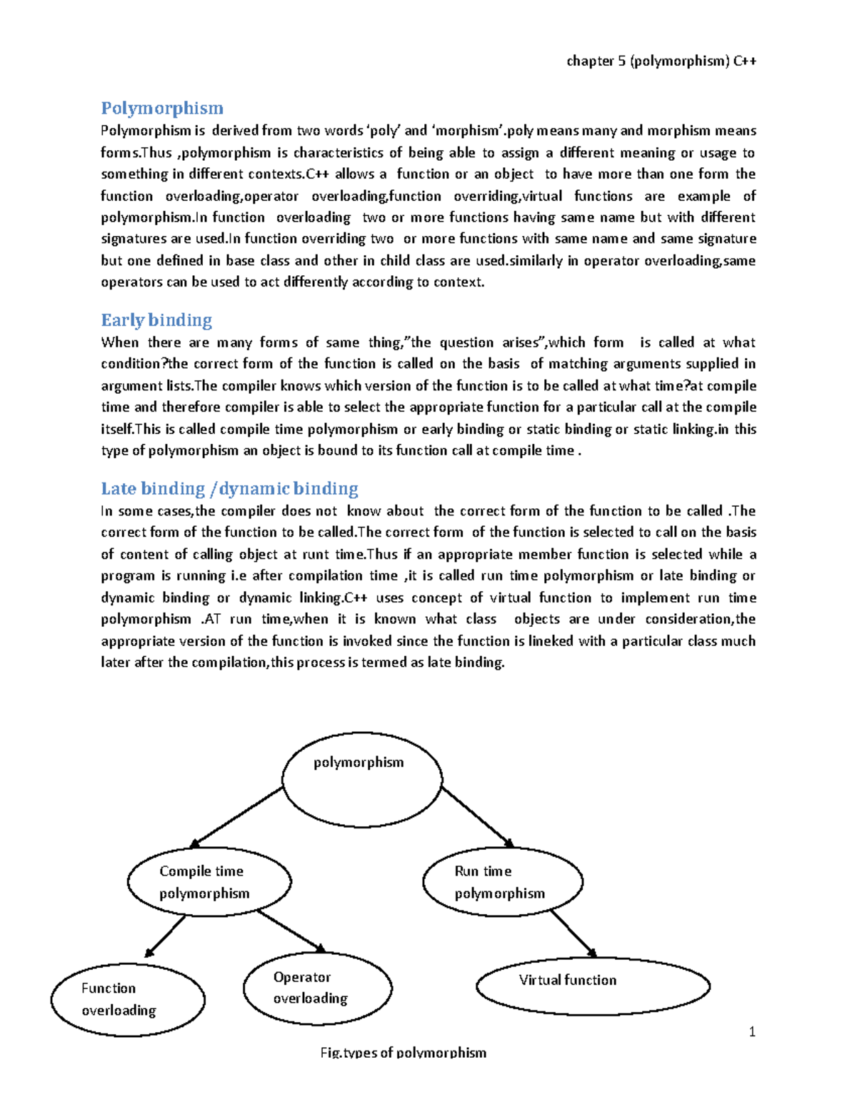 Chapter 5: Polymorphism in Programming (CS101) - Studocu