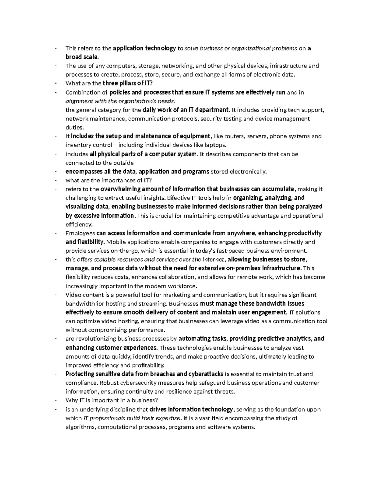 IT - this is the introduction to IT - This refers to the application ...