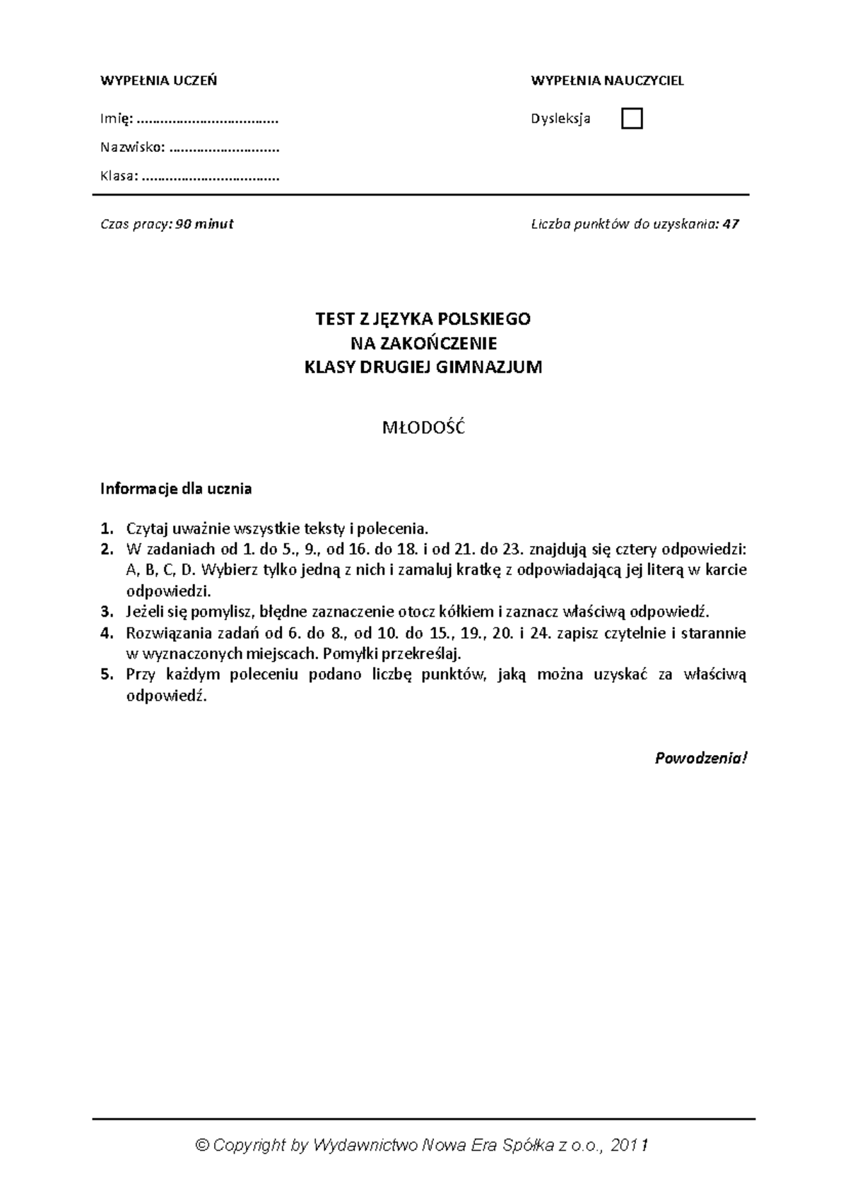 Sprawdzian Na Zakończenie Gimnazjum Z Czego Jest