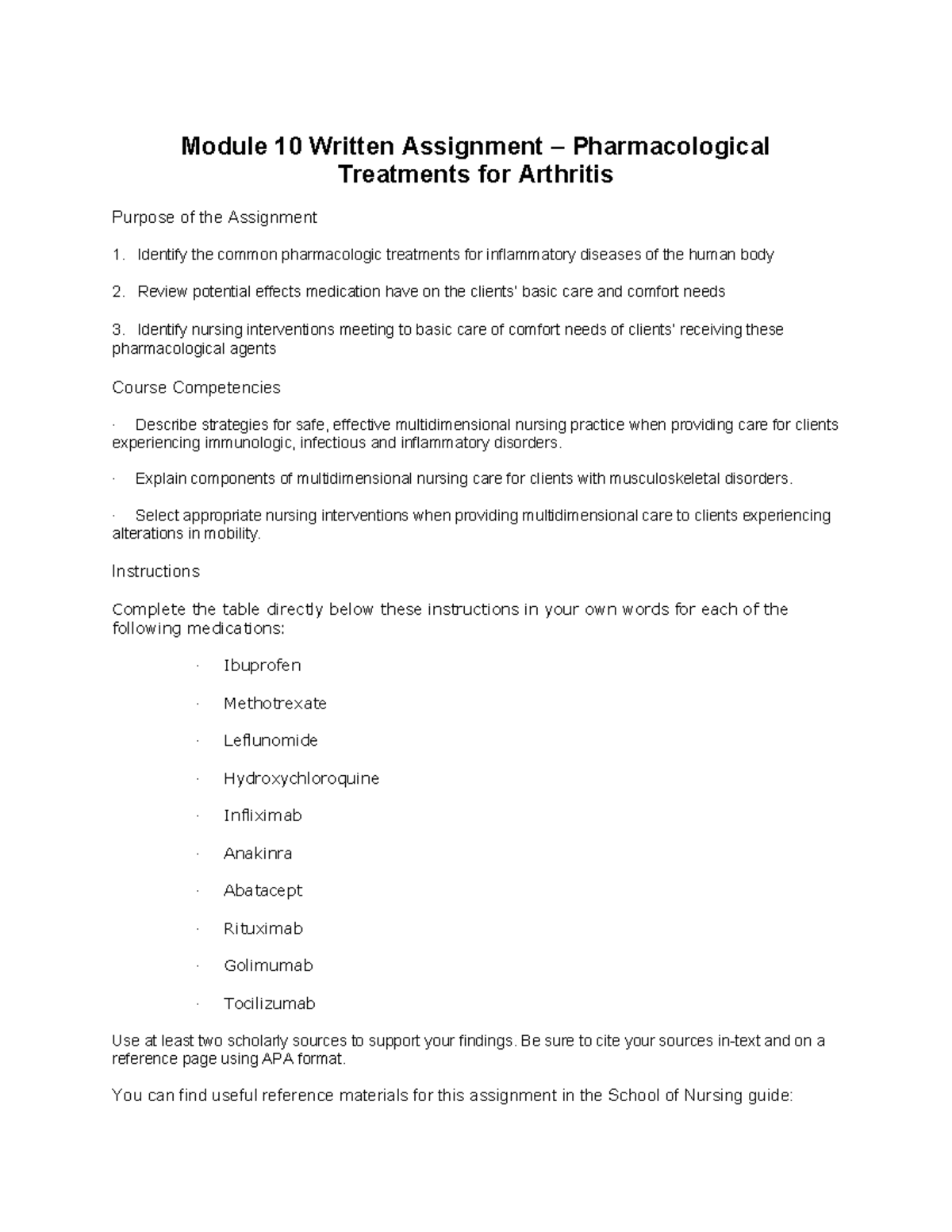 Pharmacological Treatments for Arthritis - Module 10 Written Assignment ...