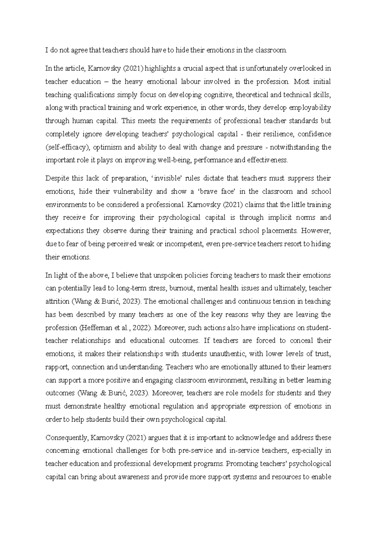 EDF5762 Weekly Reflection on Teacher Emotional Labour and Support - Studocu