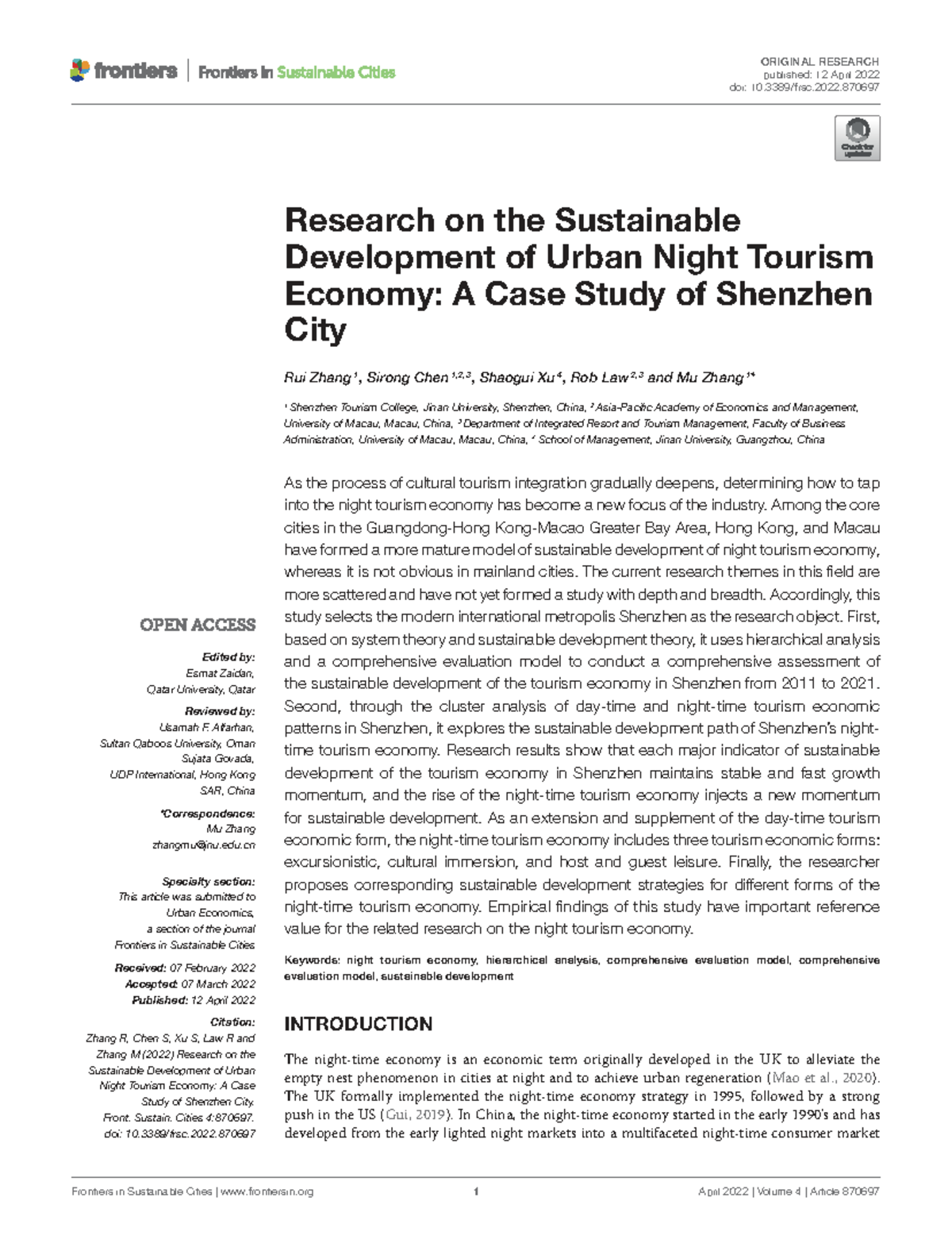 Frsc-04-870697: Sustainable Development of Urban Night Tourism in ...