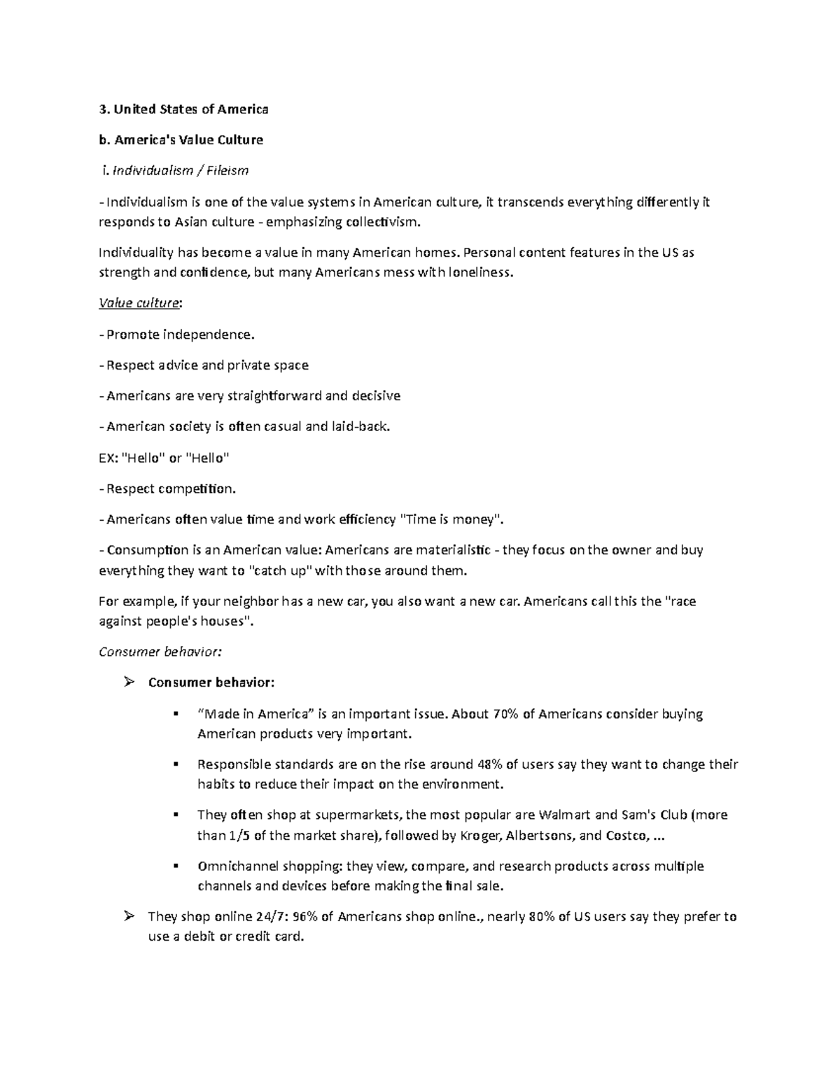 3b slide - United States of America b. America's Value Culture i ...
