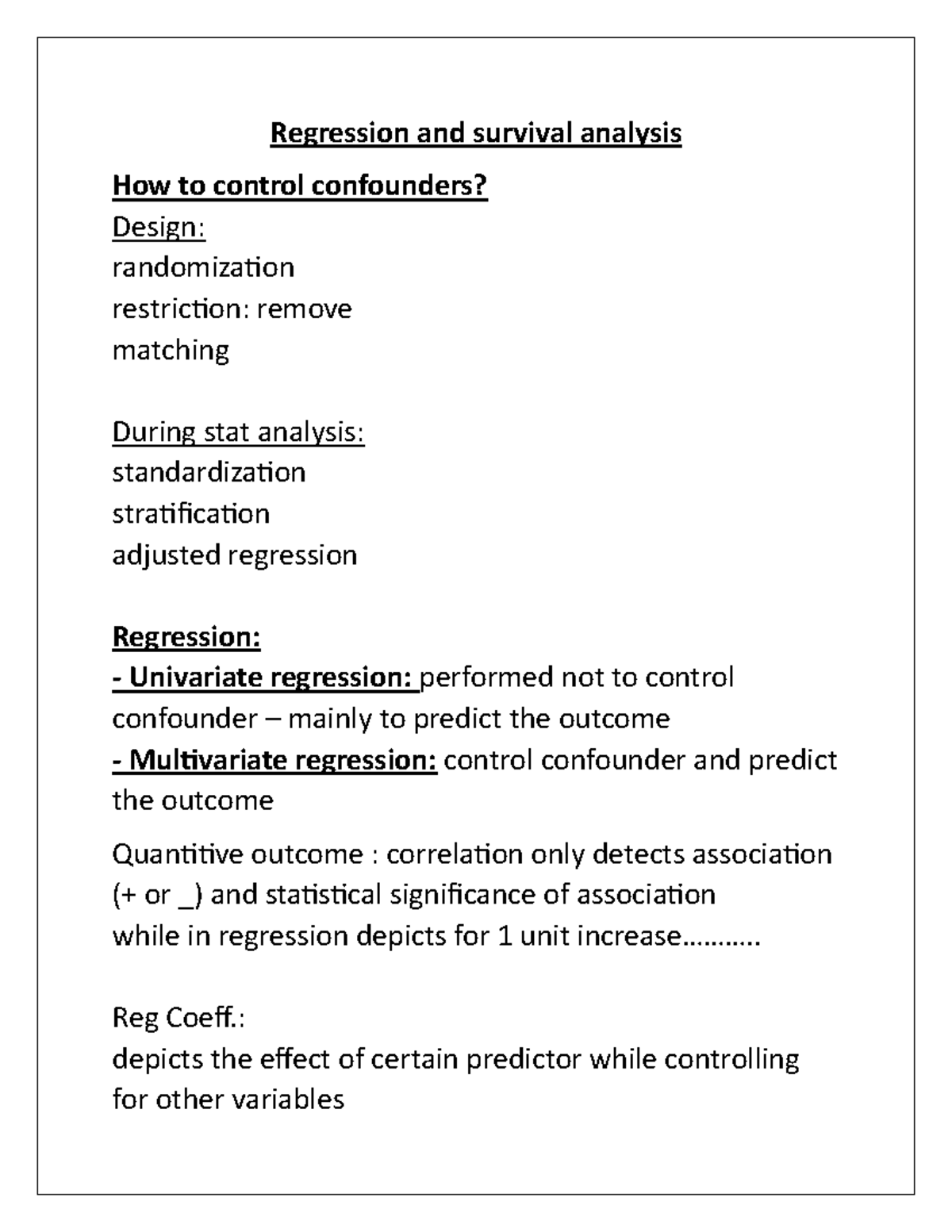 Regression & Survival Analysis: Controlling Confounders and Models ...