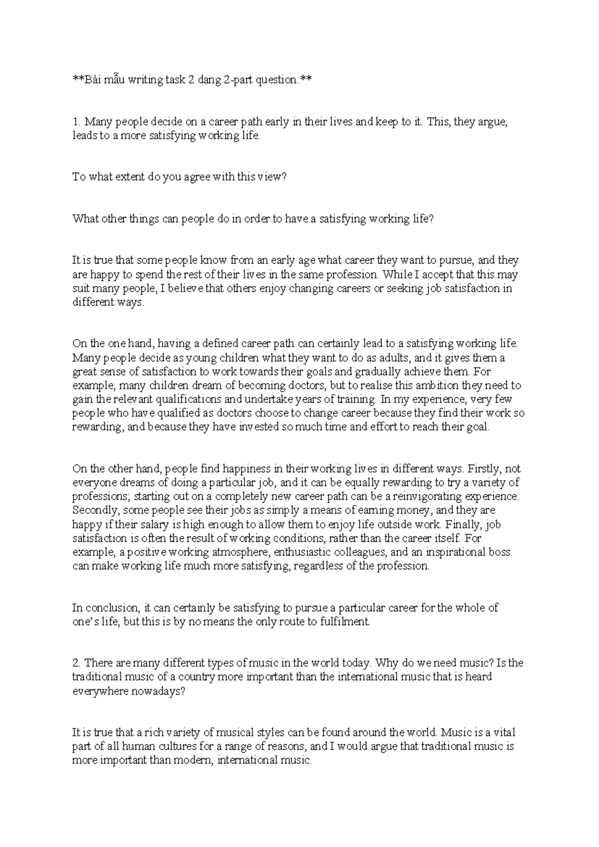 4 - Nothing - Bài mẫu writing task 2 dạng 2-part question. Many people ...