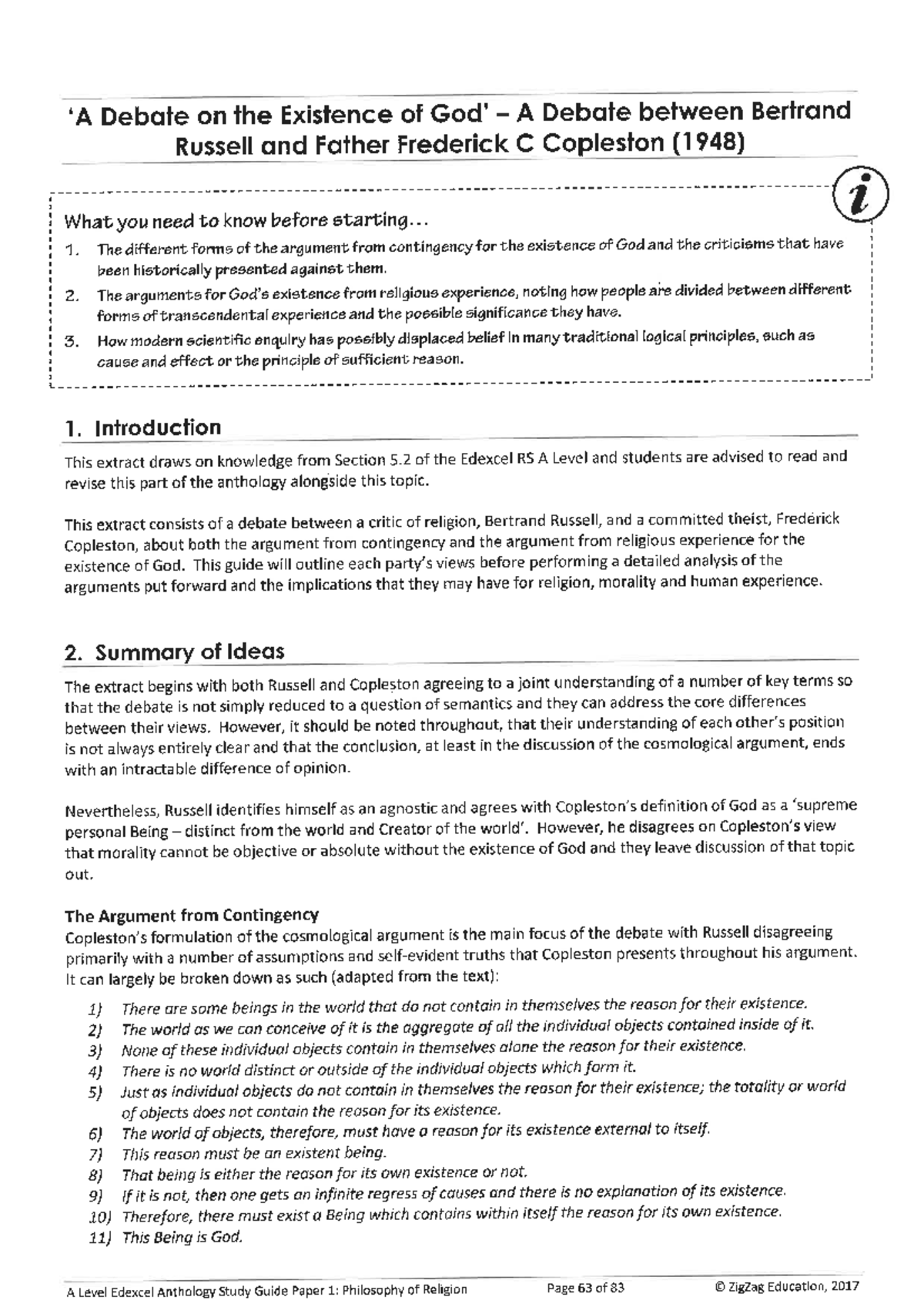 Edexcel RS A Level: Debate on Existence - Russell vs. Copleston ...