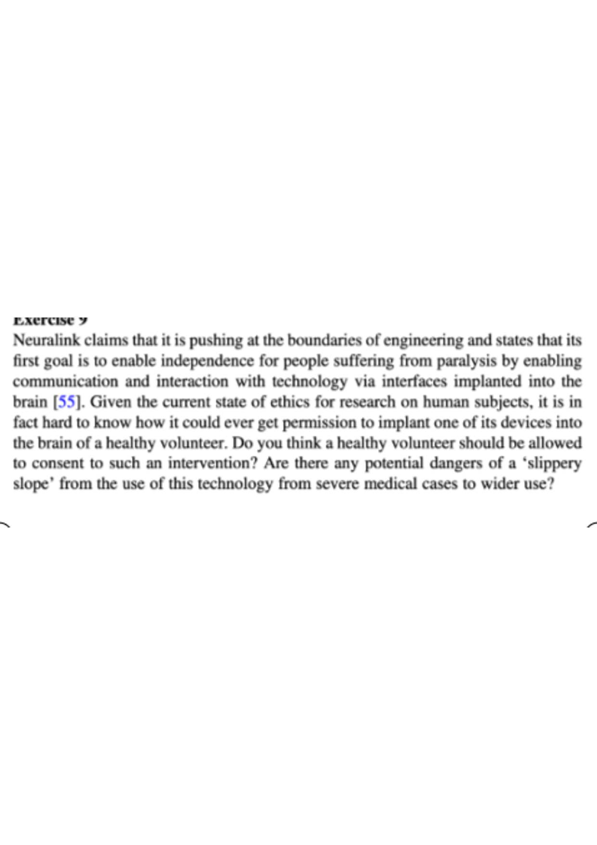 Exercise: Ethical Considerations of Neuralink's Brain-Implant ...
