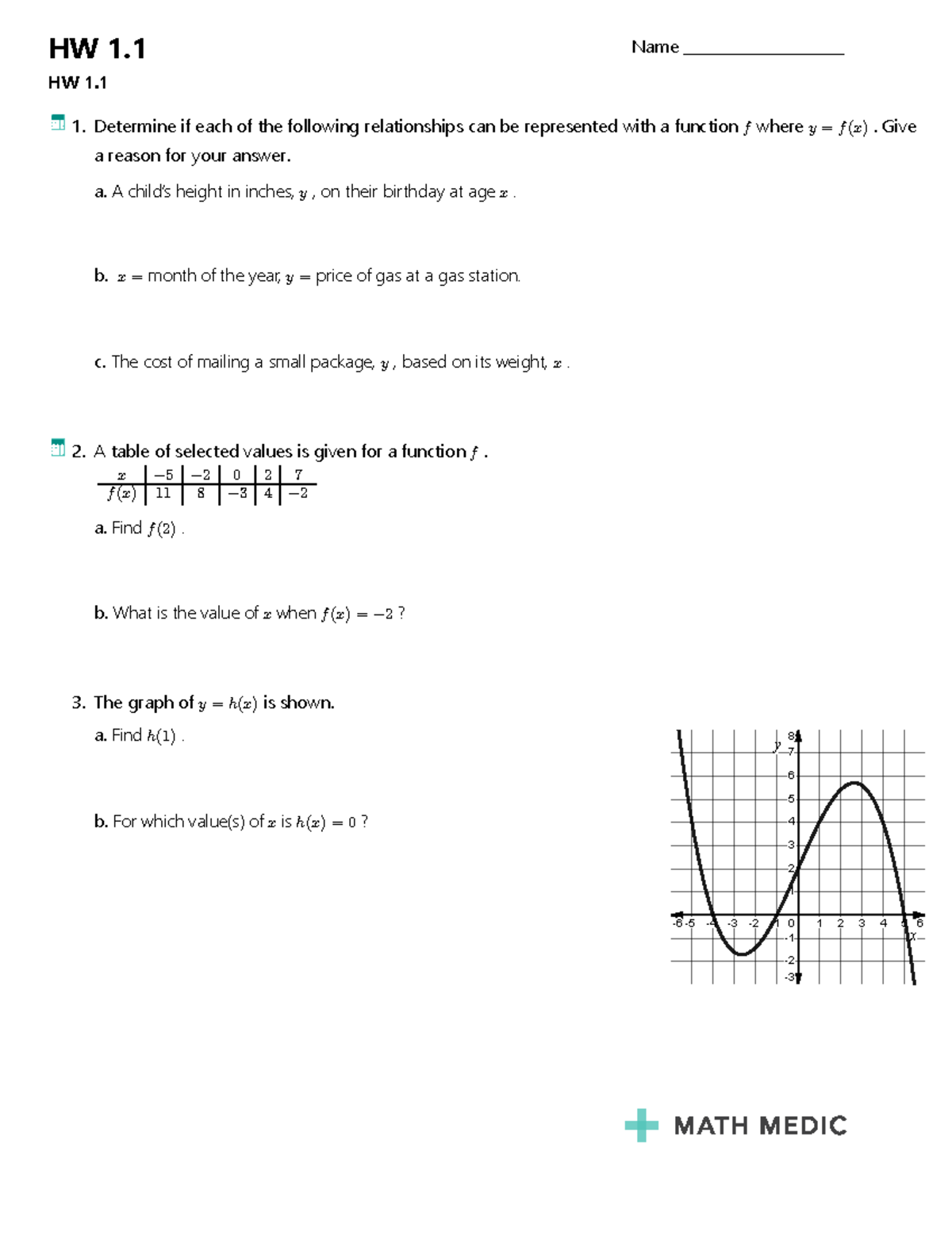 HW 1.1 Function Relationships and Graph Analysis - Studocu