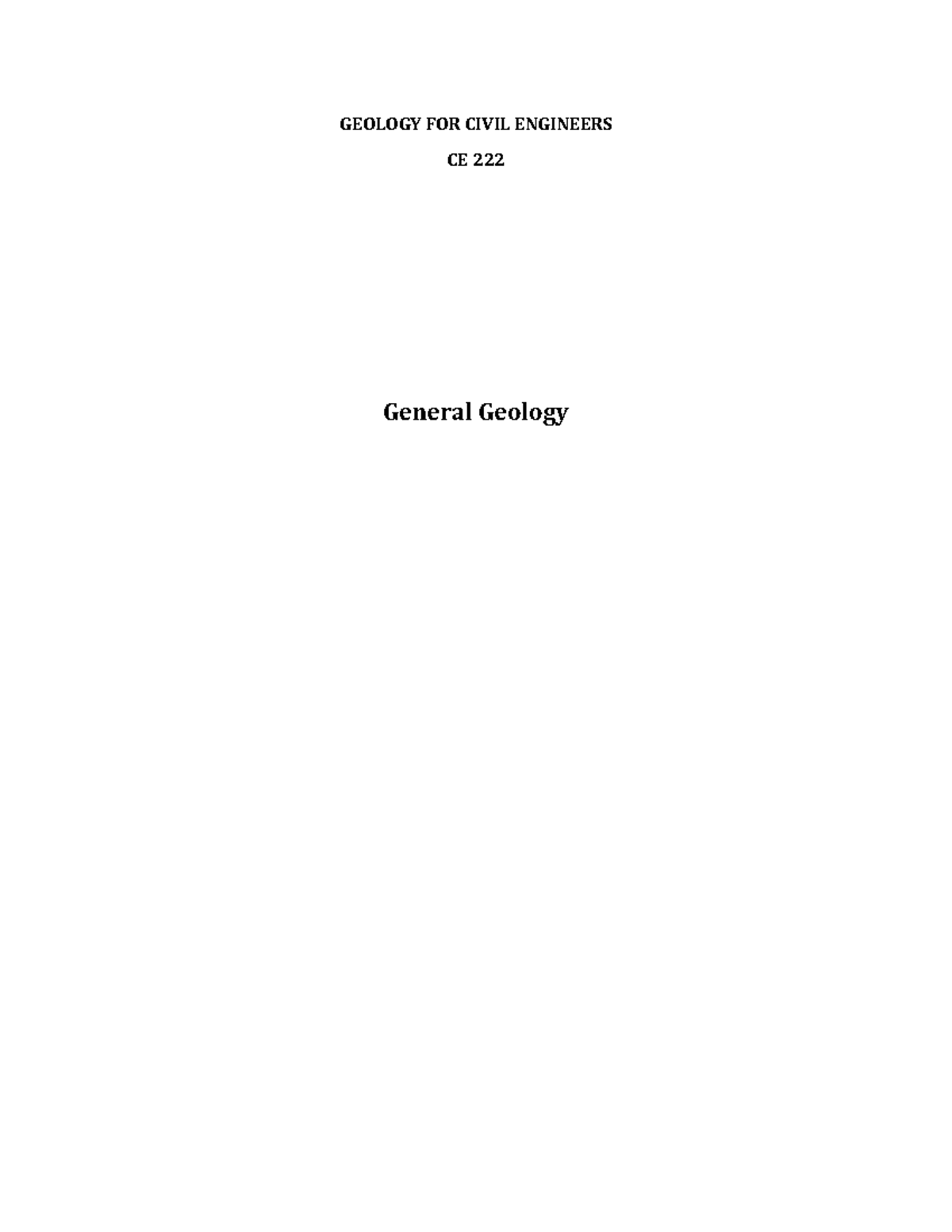 CE 222 Final Exam Study Notes: General Geology for Civil Engineers ...