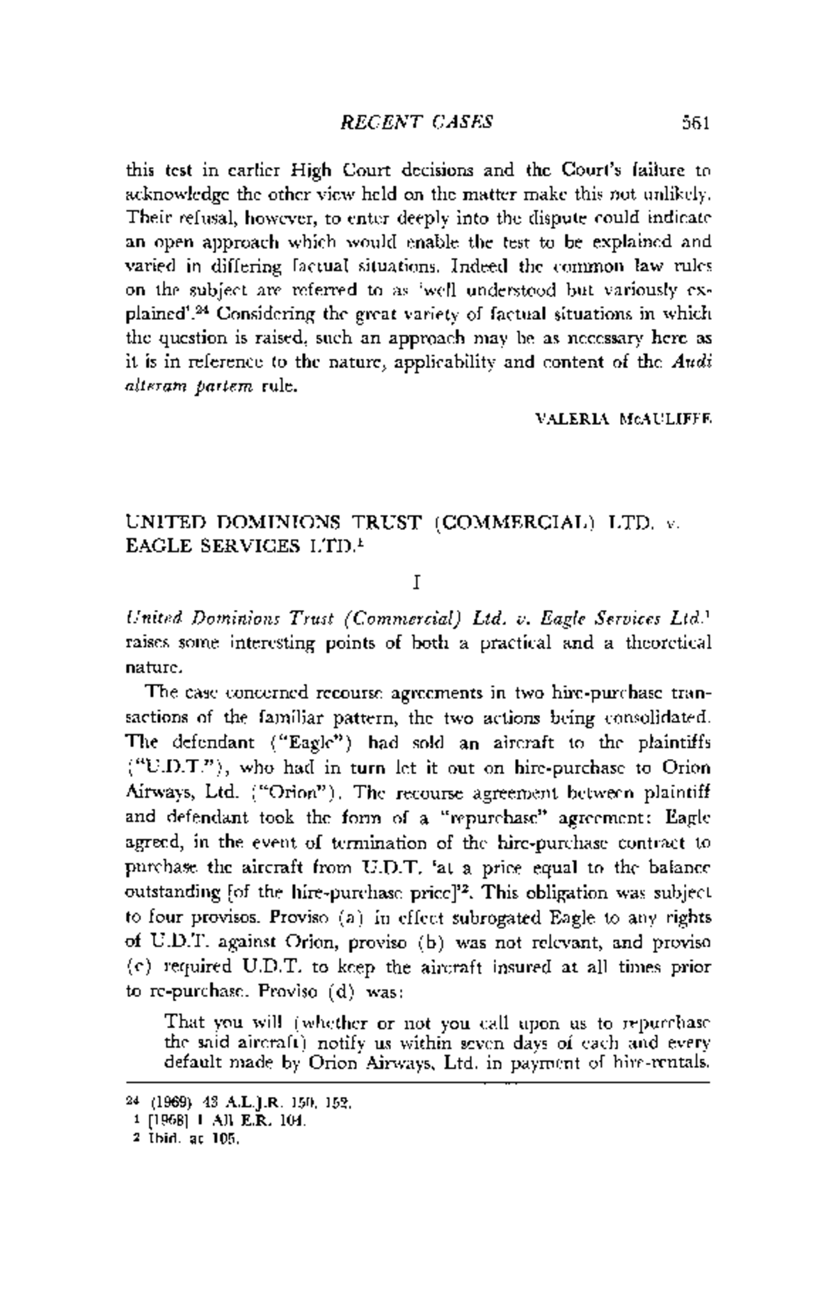 United Dominions Trust v. Eagle Services: Legal Analysis of Obligations ...